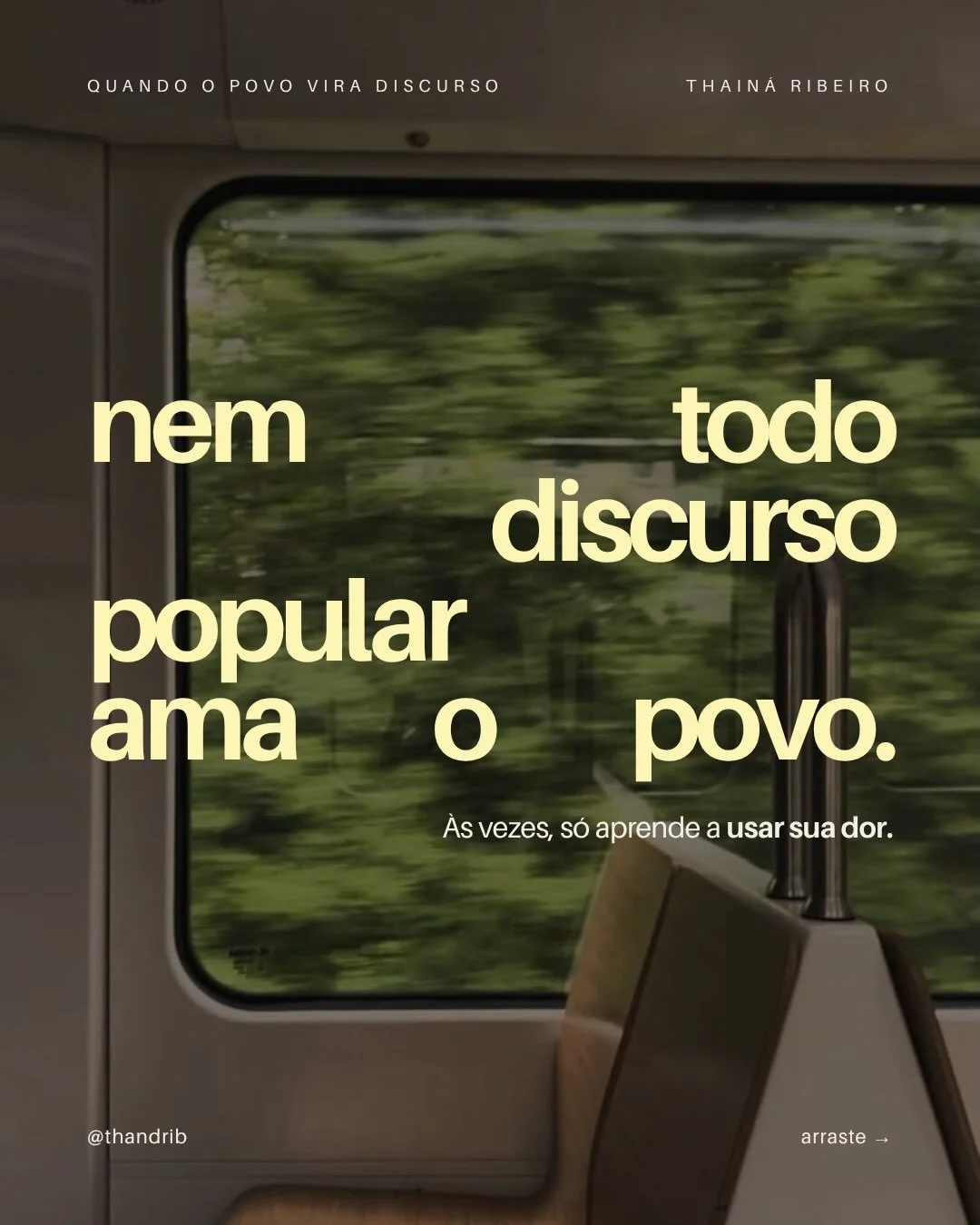 Tem discurso que fala a l&iacute;ngua do povo, usa seus s&iacute;mbolos e conta suas hist&oacute;rias, mas n&atilde;o est&aacute; a servi&ccedil;o dele. Por tr&aacute;s de cada n&uacute;mero e de cada promessa existem fam&iacute;lias reais, m&atilde;