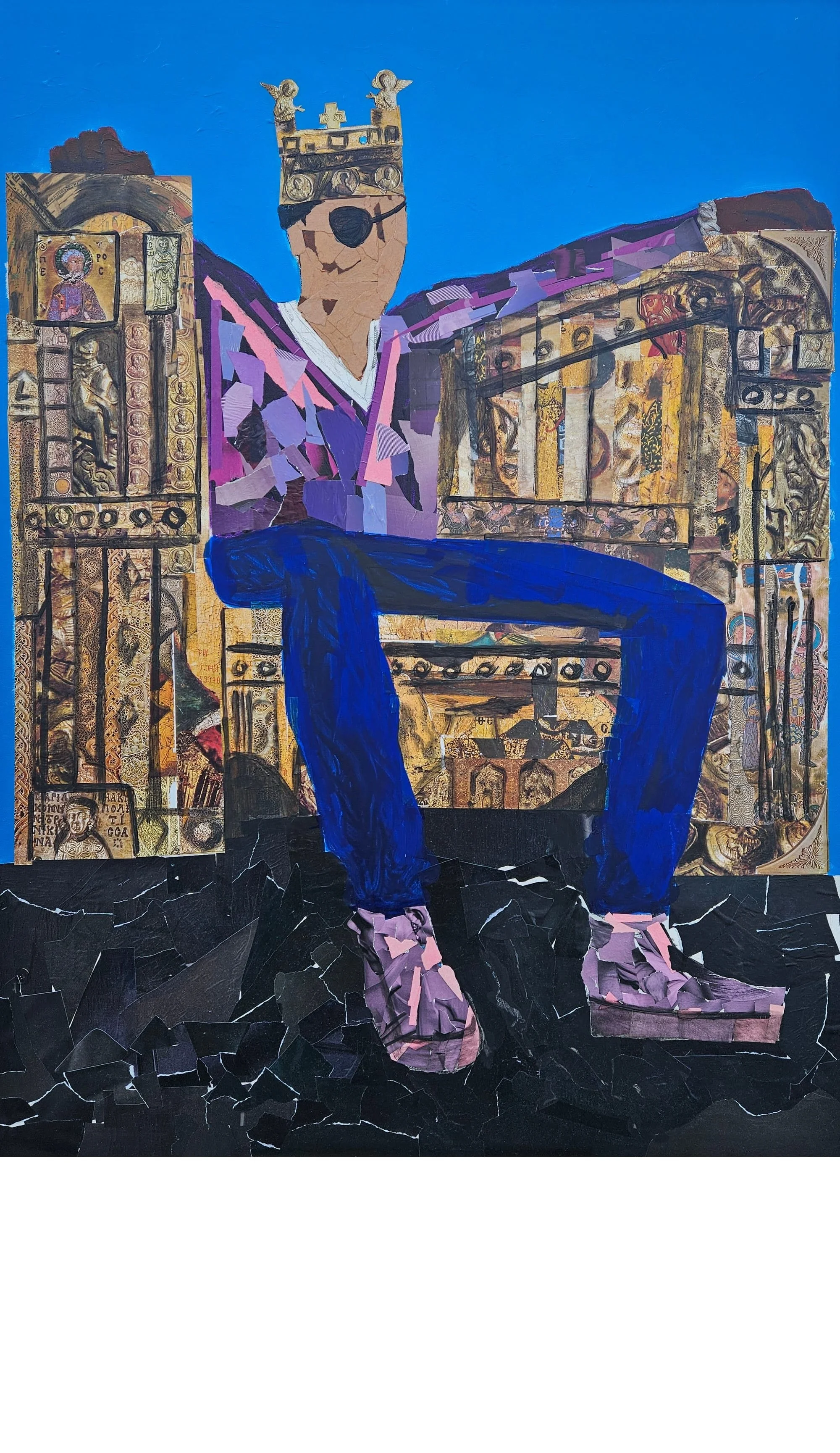 Bronx Throne.
Mixed media on canvas 48 x 36.
I'm a big fan of German symbolist painter Franz Von Stuck.  His version of the Roman god Pluto is one of my favorite mythological paintings. Pluto was the Roman name for the god Hades, ruler of the underwo