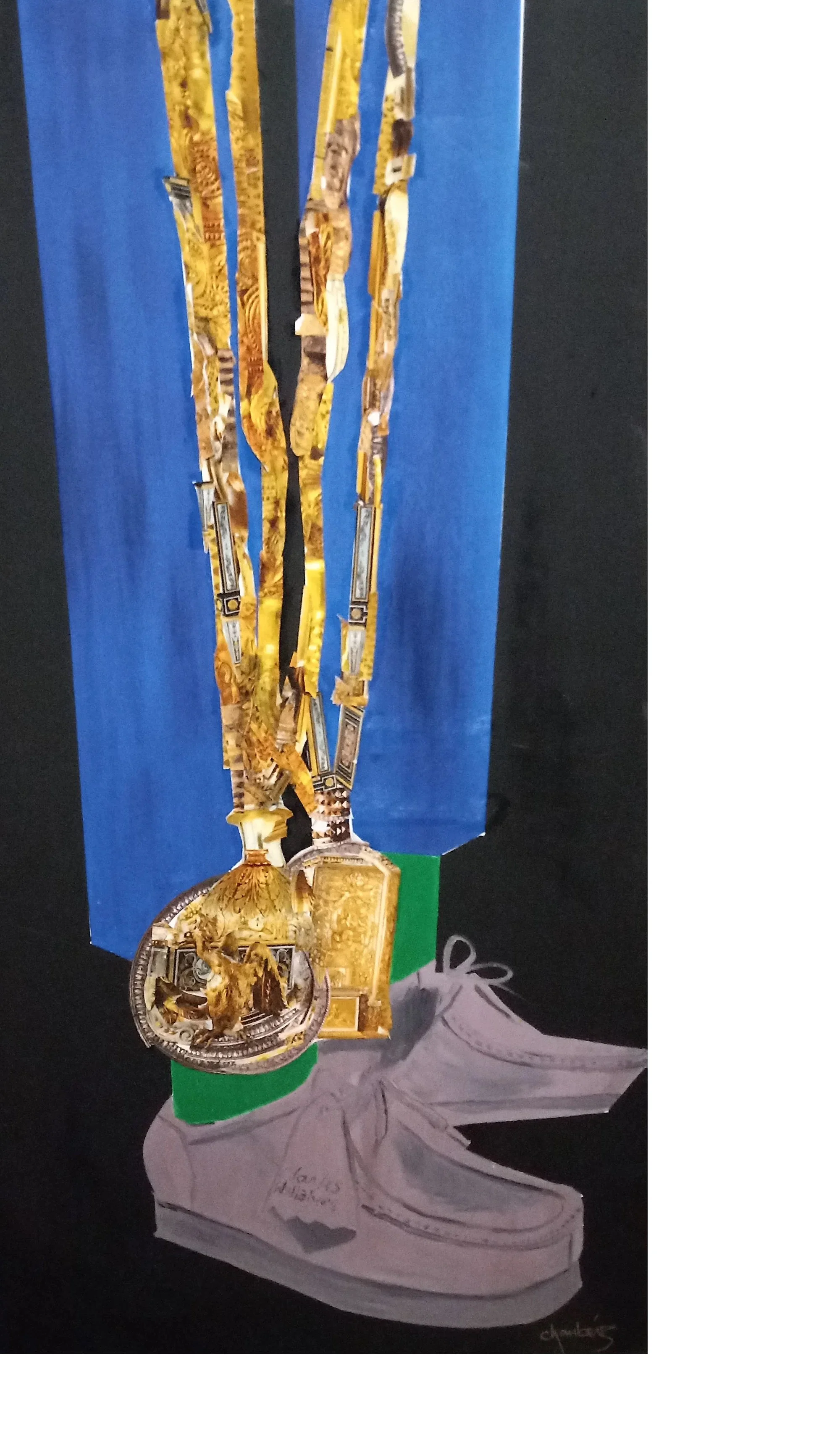 The Man with the Fly Green Socks.
Mixed media on canvas 24 x 48.

My JHS music teacher taught the class how to play the theme song to Inspector Gadget when it came out in '83. So when Doug E Fresh and Slick Rick's The Show came out in '85 most the ki