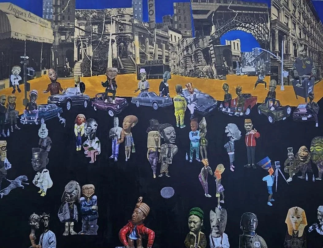 A Dapper Day in Harlem.
Mixed media on canvas 48 x 60.

Do the Right Thing is a critically acclaimed gem, that was inspired from the horrific events that's known as the Howard Beach incident on December 20, 1986. This movie is my generation's cinemat