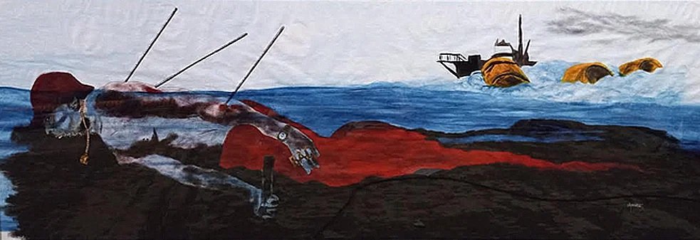 My Hat Is Like A Shark's Fin
Mixed media and acrylics on paper.

Before I creates collages of my favorite Hip Hop artists, I must consider its necessary components: “What’s going to be the theme behind the current artist I chose? Which song do I want