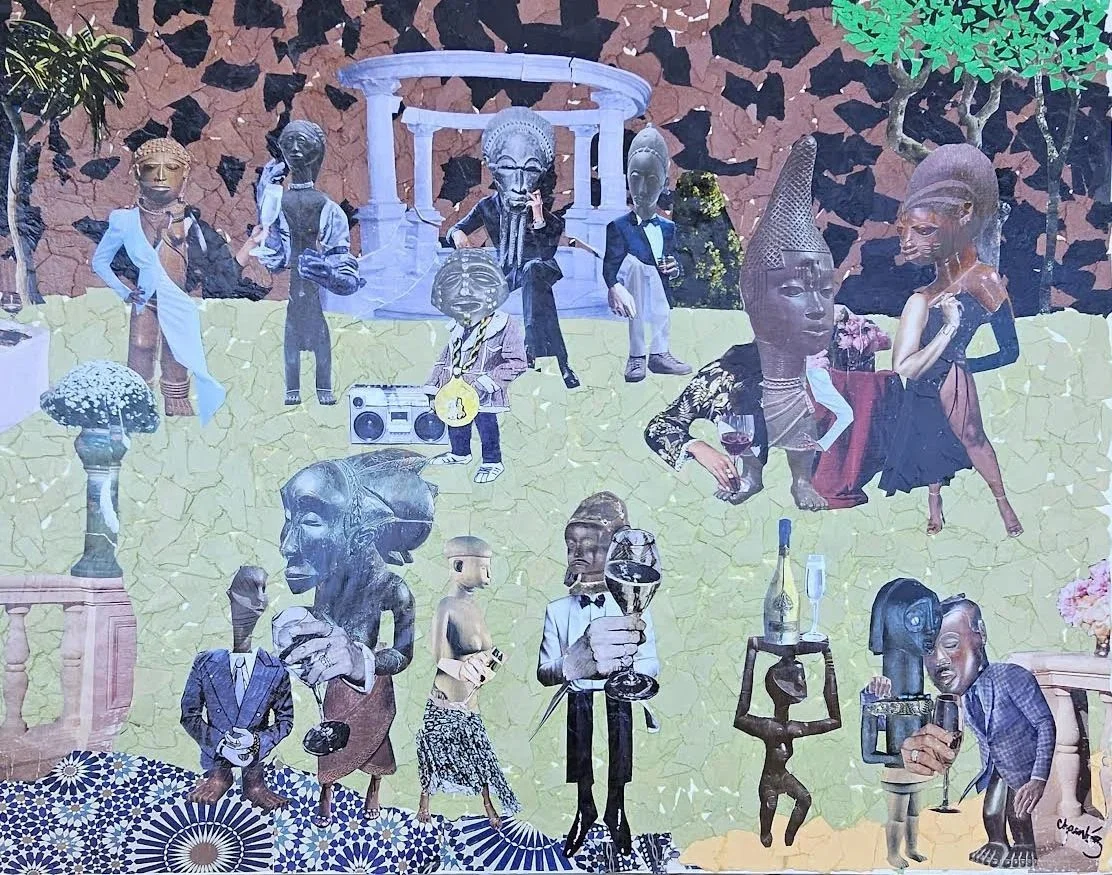 Black Hamptons.
Mixed media on canvas. 

Even though my picture The New Danger wasn't meant to be a diptych, The Black Hamptons was birthed from that project. It's a continuation, because even though 
  I loved the concept  of isolation and segregati