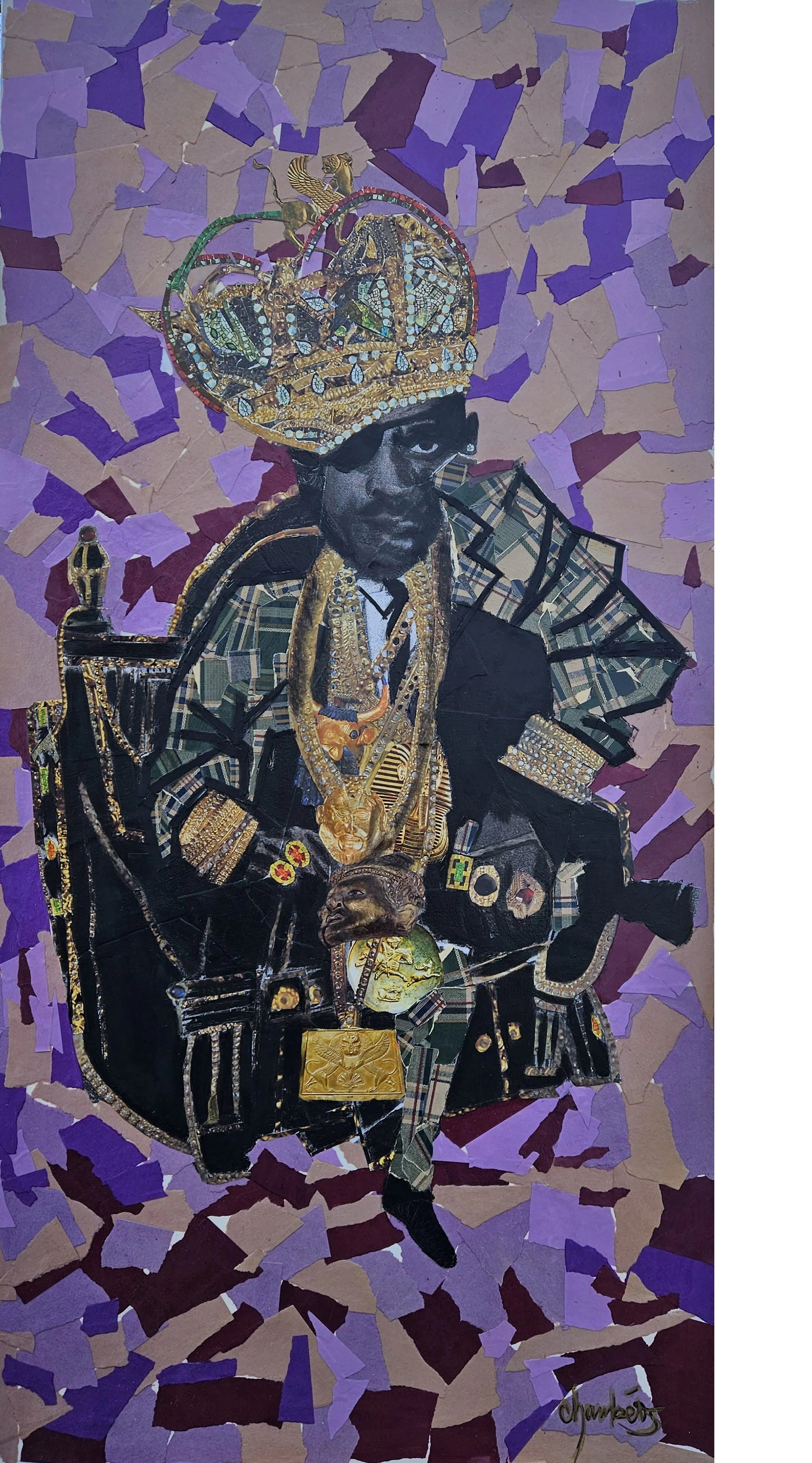The Ruler's Back.
Mixed media  on canvas 24 x 48. 
My friends and I have fierce "Top 5" debates. We force ourselves into never saying "honorable mention", you have to stick with your answer. When it comes to Slick Rick's top five songs, your opinion 