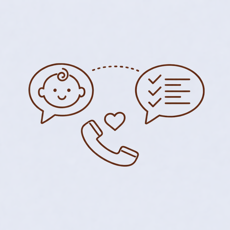 Free Phone call between consultant and client and happy baby