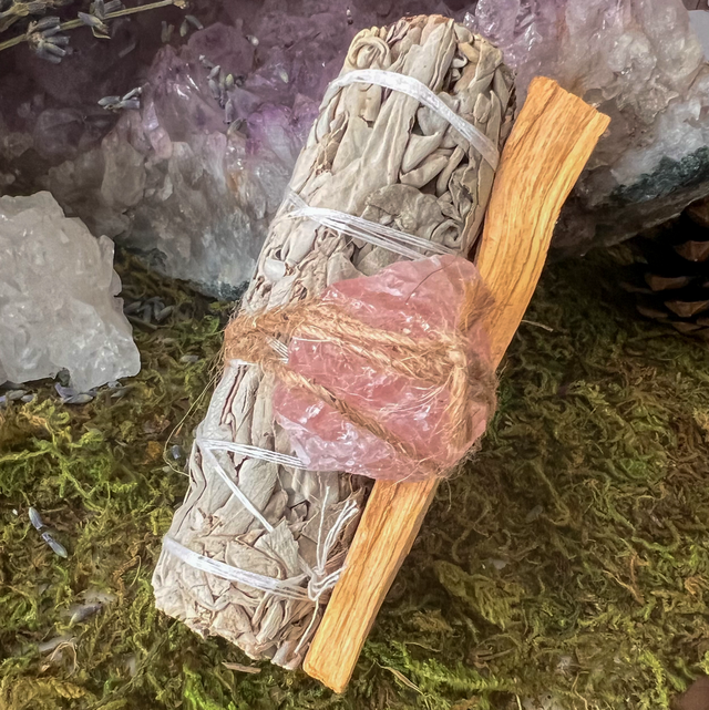 Sage, Palo Santo & Rose Quartz Cleansing Bundle