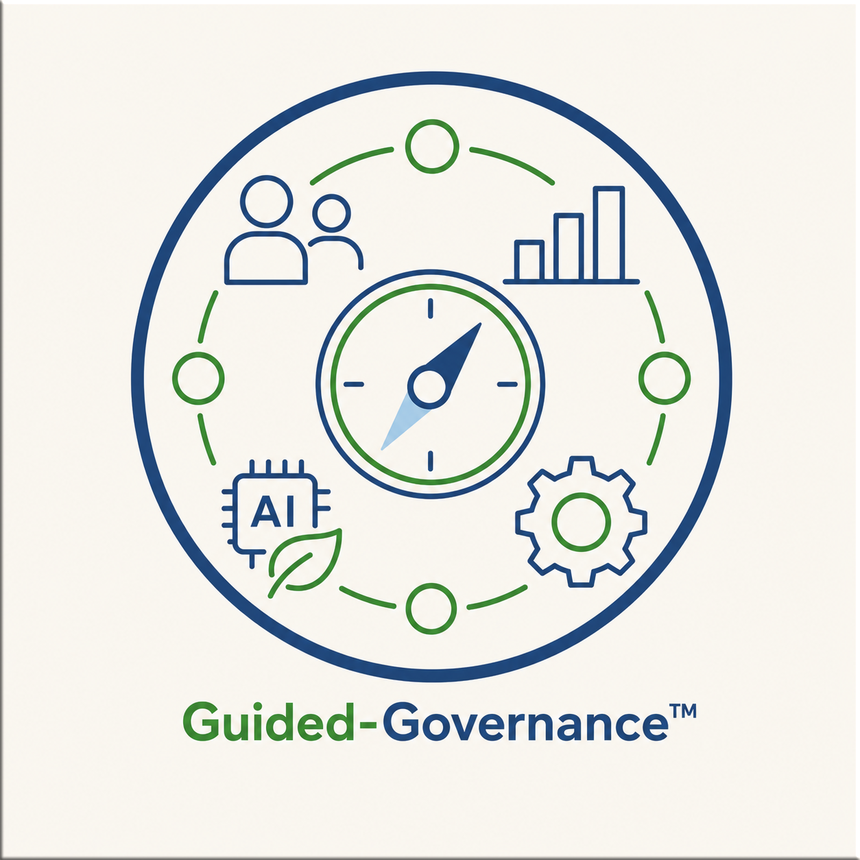 Guided-Governance visual representing governance continuity, decision clarity, and execution conditions for enterprise value flow.