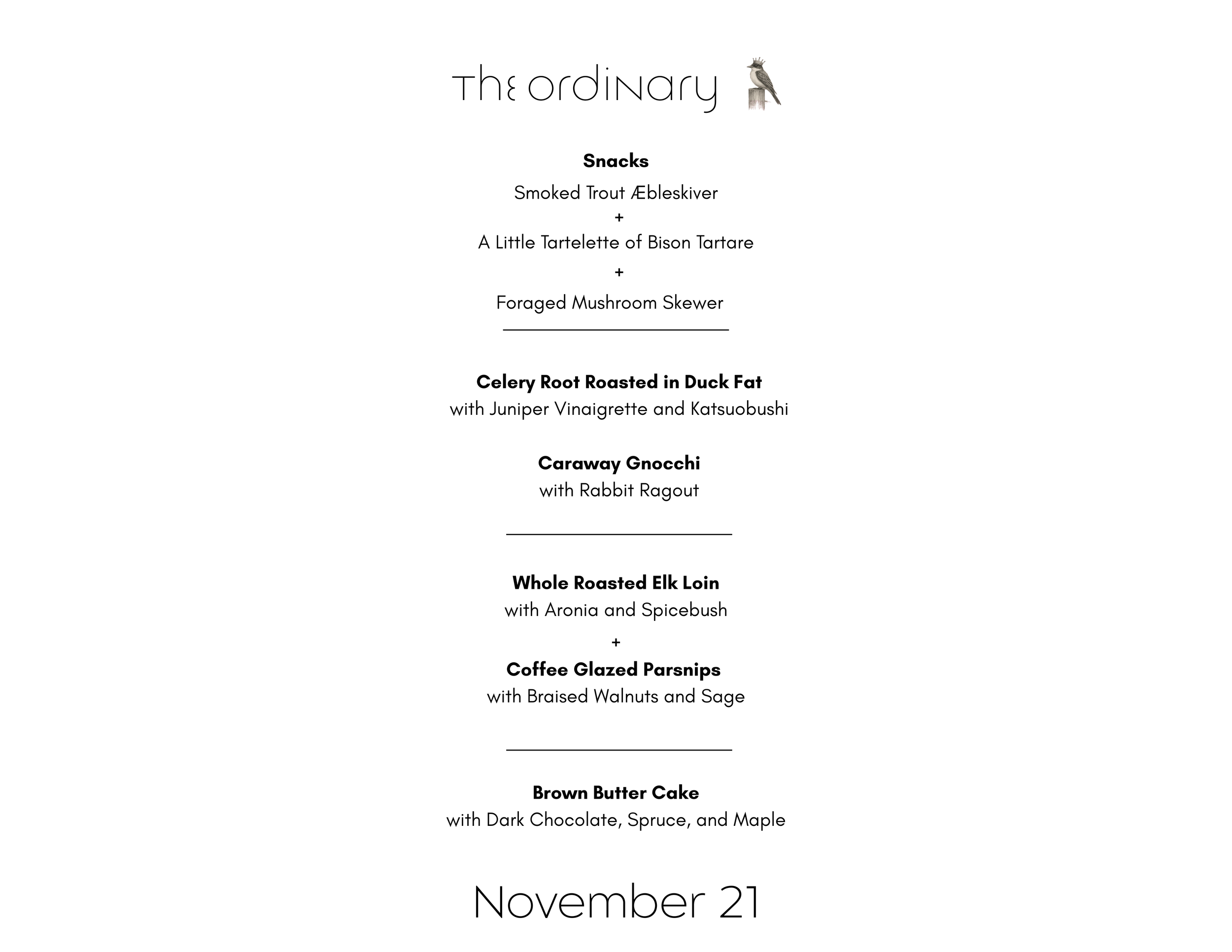 The Ordinary: November 21, Game and Forest