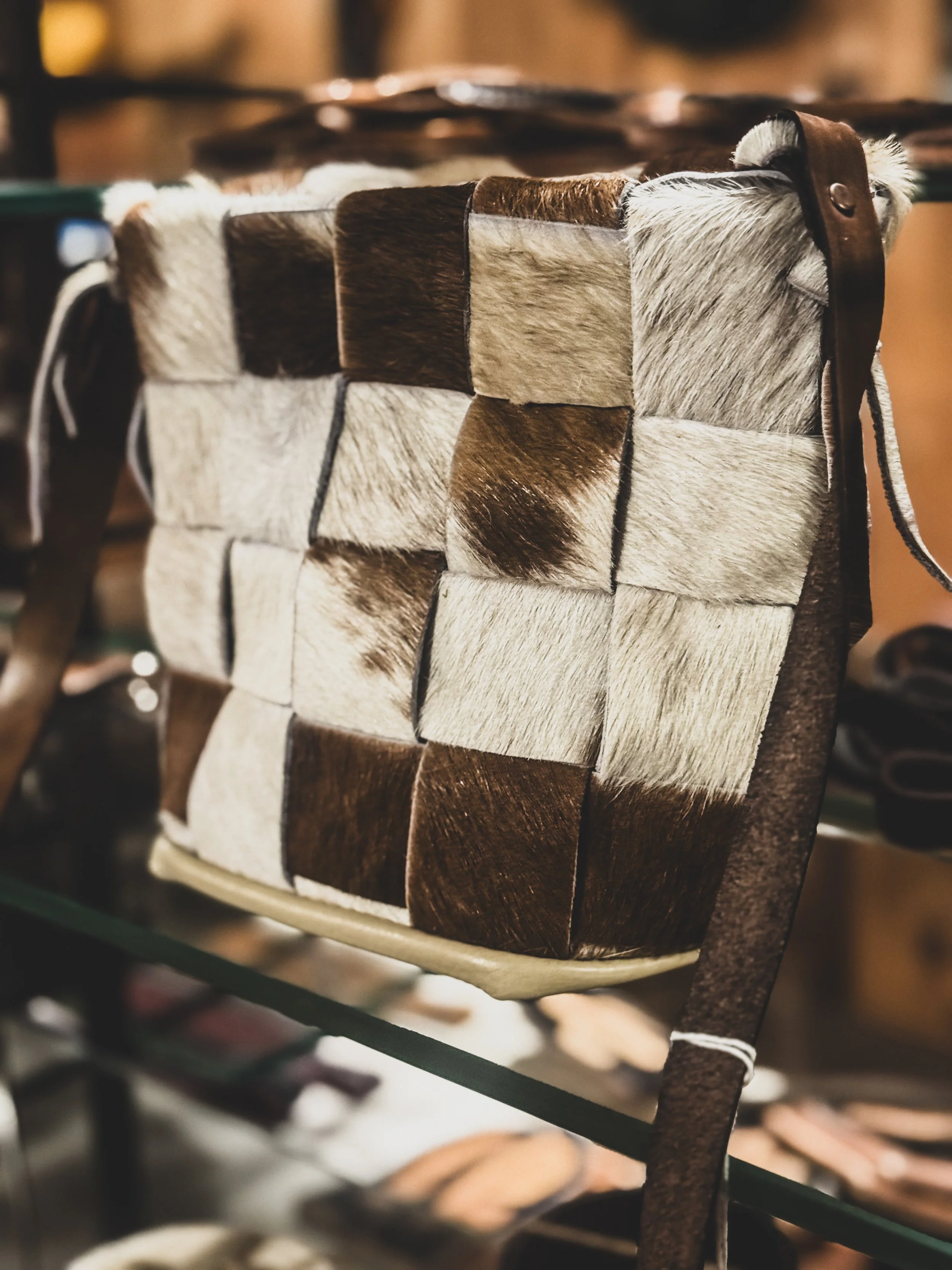 Cowhide Basketweave Crossbody