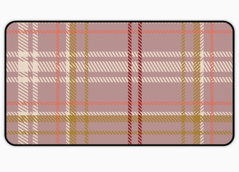 Pink Plaid Desk Pad 12” × 18