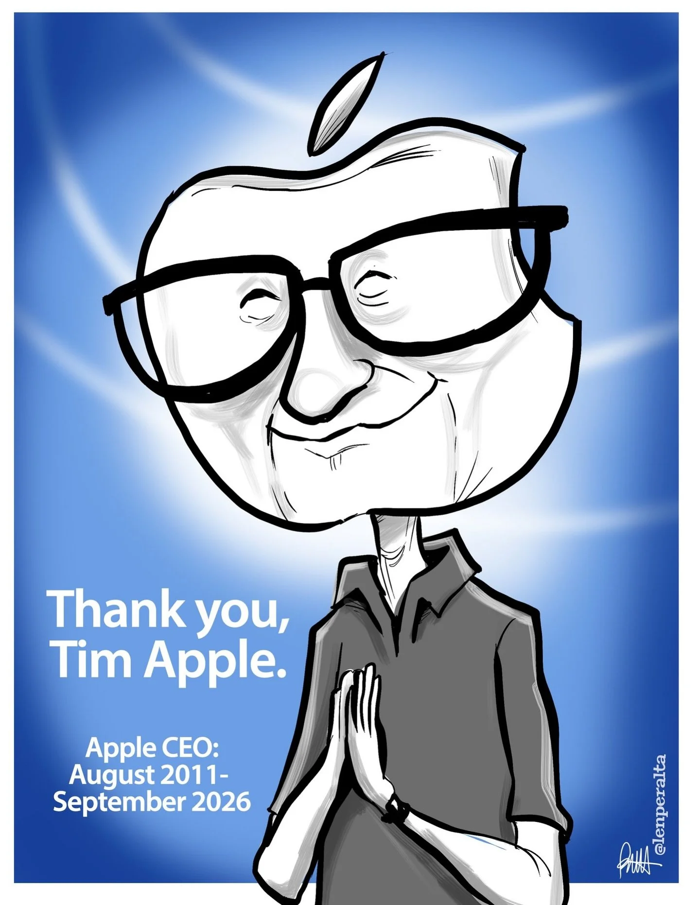 &ldquo;Thank You, Tim Apple&rdquo; drawn for @dtnsshow #artprov Thursday. Get this right now @Patreon (Patreon.com/len) or at my online store. Link in bio! cc: @acedtect @sarahlane @jollyrogee @robbdunewood