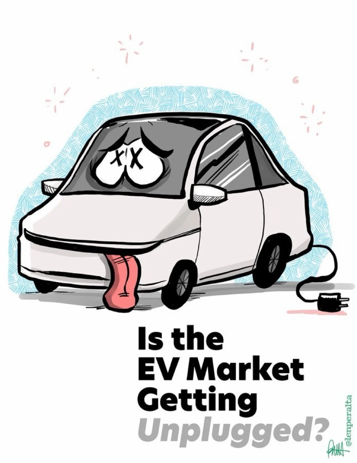 &ldquo;EV-Unplugged&rdquo; drawn for @dtnsshow #artprov Thursday. Get this right now @Patreon (patreon.com/len) or at my online store. Link in bio! cc: @acedtect @sarahlane @jollyrogee @robbdunewood @timstevens