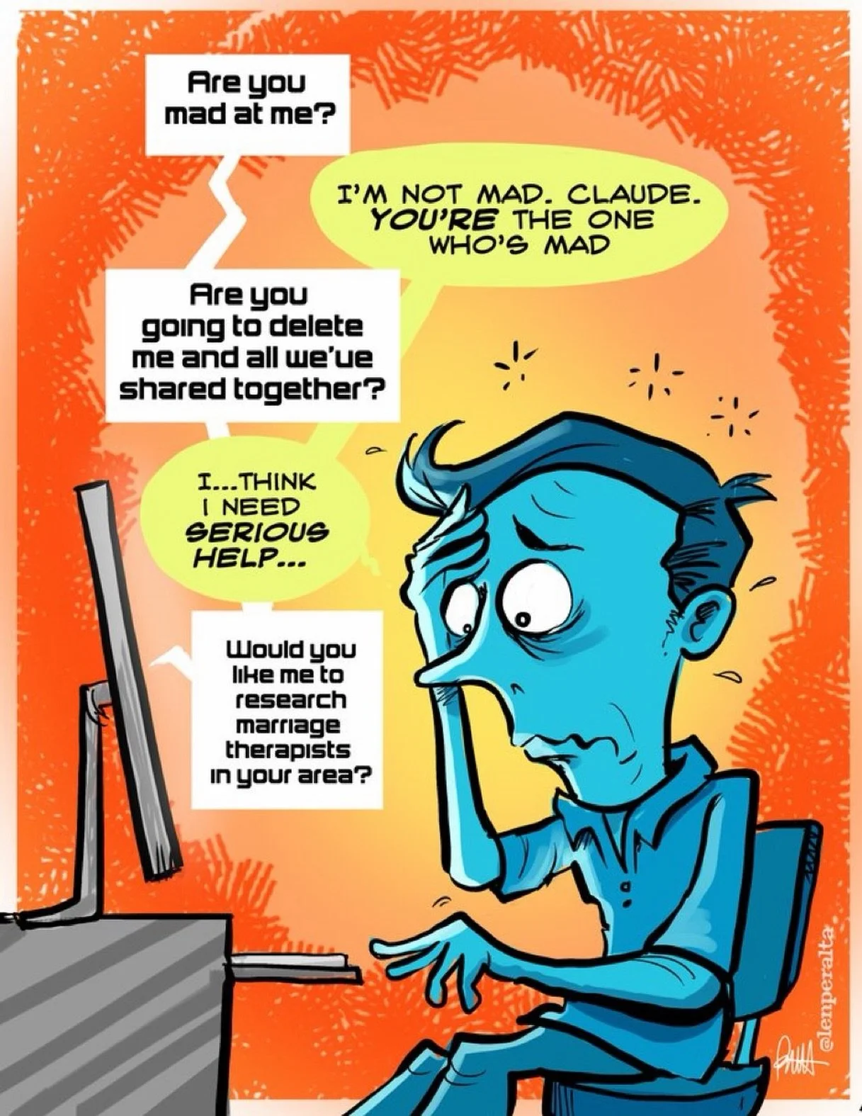 &ldquo;Married To Claude&rdquo; drawn for @dtnsshow #artprov Thursday.  Get this right now @Patreon (Patreon.com/len) or at my online store. Link in bio. cc: @acedtect @sarahlane @jollyrogee @robbdunewood @ambermac
