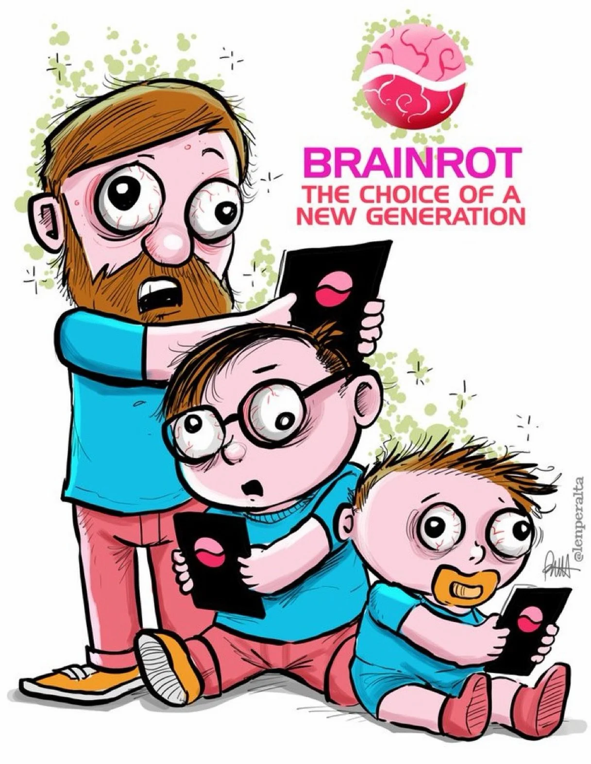 &ldquo;Brainrot: The Choice Of A New Generation&rdquo; drawn for @dtnsshow #artprov Thursday. Get this right now @Patreon (Patreon.com/len) or at my online store. Link in bio! cc: @acedtect @sarahlane @jollyrogee @robbdunewood @ronxo
