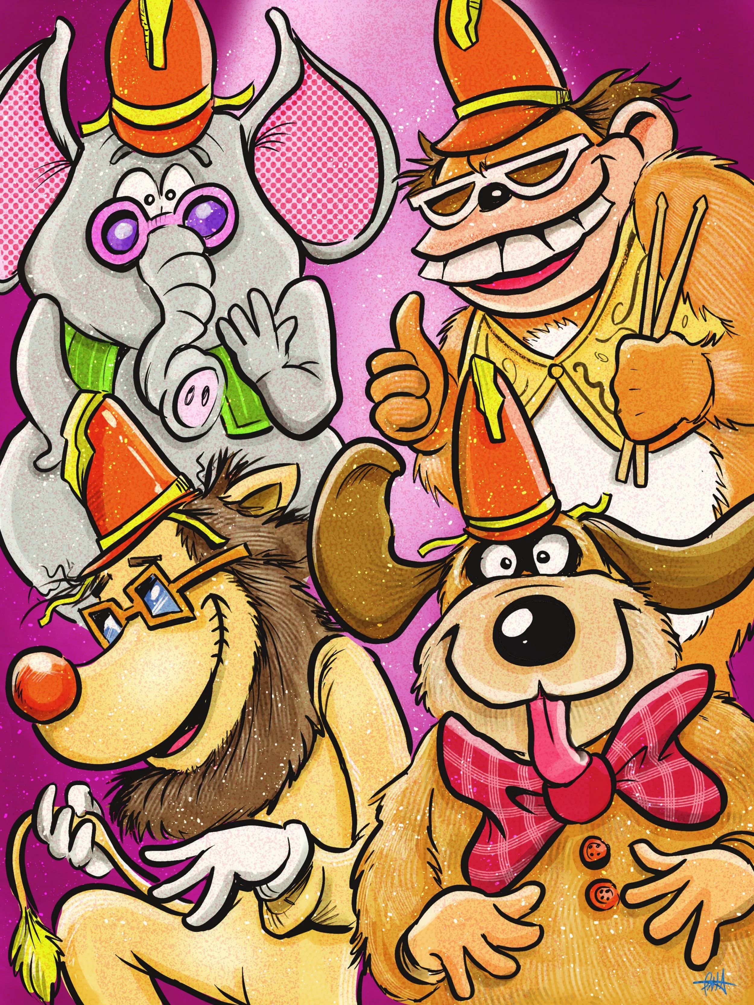 I could have taken the afternoon off but I decided to draw one of my favorite childhood memories, The Banana Splits. Anyone else remember these guys? Danger Island! 🍌