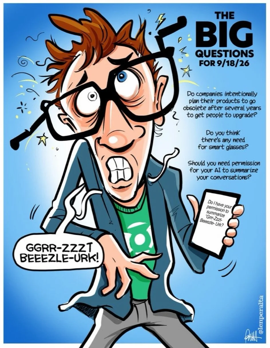 The Bug Question for 9/28/26 drawn for @dtnsshow #artprov Friday.  Get this right now @Patreon (patreon.com/len) or at my online store. Link in bio! cc: @acedtect @sarahlane @jollyrogee @robbdunewood @mollywoodpro @jenncutter