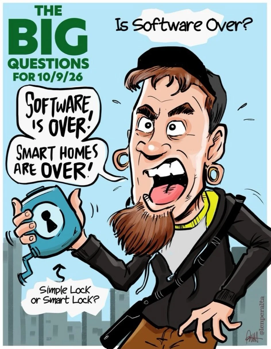 The Big Questions for 10/9/26 - drawn for @dtnsshow #artprov Friday. Get this right now @Patreon (patreon.com/len) or at my online store. Link in bio! cc: @acedtect @sarahlane @jollyrogee @robbdunewood @thatjasonhowell @queencodemonkey @sordociego