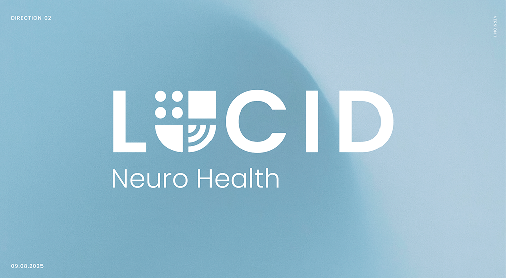 A digital graphic with a light blue background displaying the text 'LUCID Neuro Health' and a logo composed of geometric shapes. The date 09.08.2025 appears in the bottom left corner.