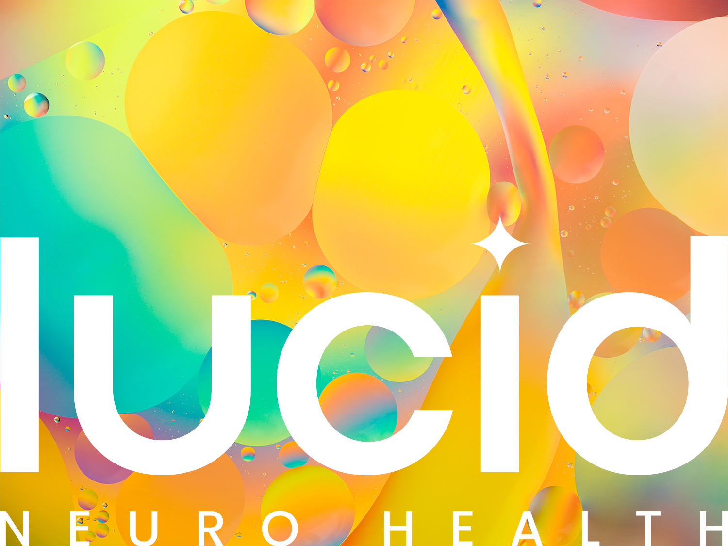 Abstract background with colorful bubbles and the text 'lucid' and 'neurohealth'