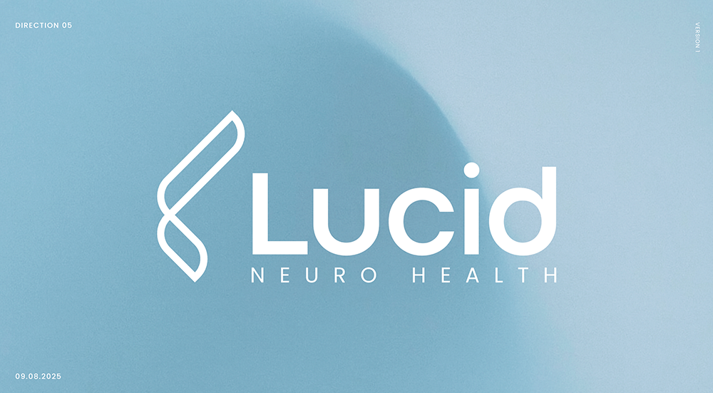 Logo for Lucid Neuro Health with a stylized abstract brain outline on a light blue background.