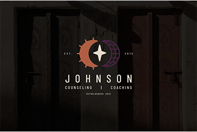 Logo for Johnson Counseling and Coaching with symbols of sun and stars, established in 2015.