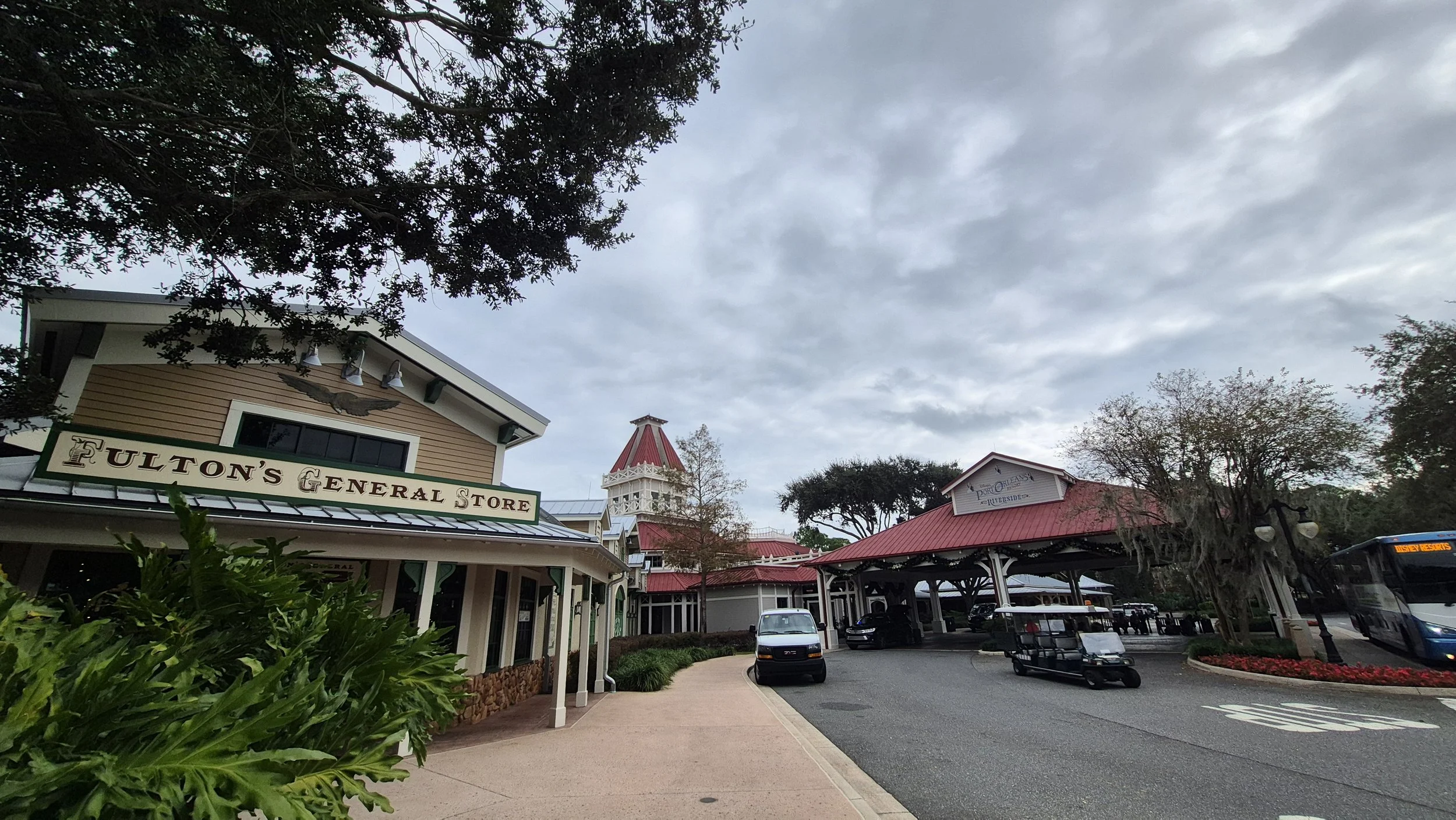 The Front Entrance of Disney's Port Orleans Riverside Resort and Fulton's General Store