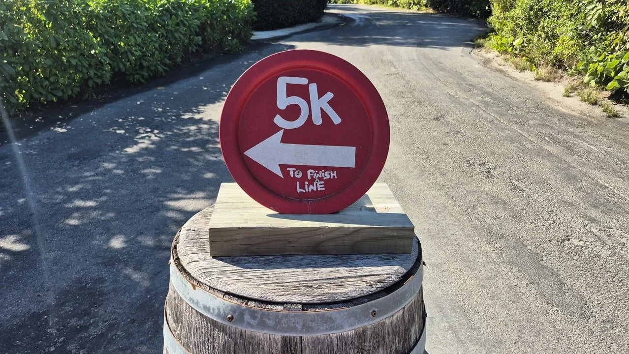 One of the Castaway Cay 5K markers at Disney's private island