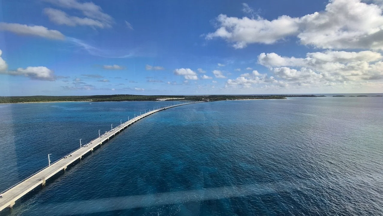 The half-mile pier leading you from your Disney Cruise Line Ship to Disney's Lookout Cay at Lighthouse Point