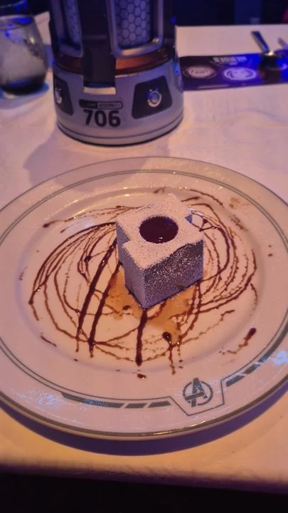 The Celebration Cake at Worlds of Marvel on the Disney Treasure