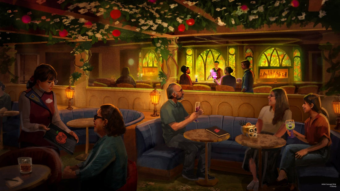 A rendering of the Wishing Well, the new Snow White-themed bar aboard the Disney Believe