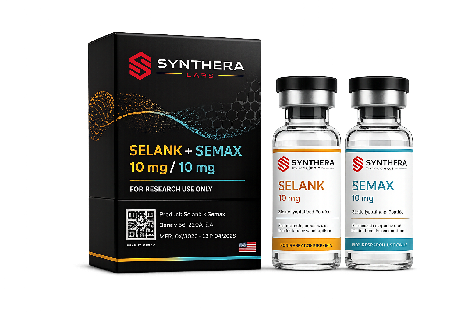 Selank 10mg + Semax 10 mg — Cognitive & Neuroregulatory Research System