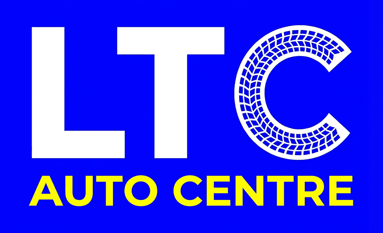 Blue background with white text reading "LTC" and yellow text below reading "AUTO CENTRE"