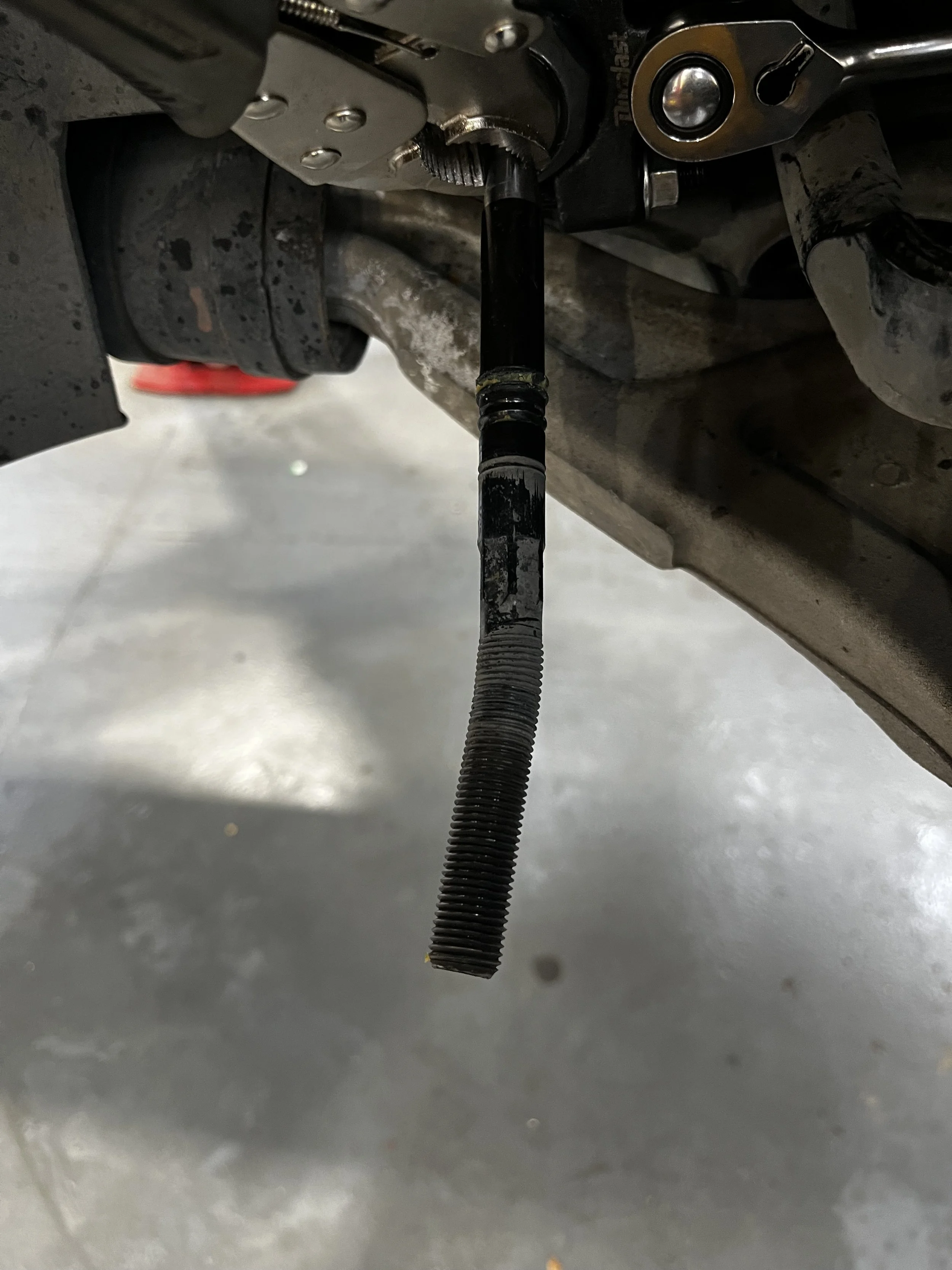 A bent inner tie rod (outer tie rod removed)