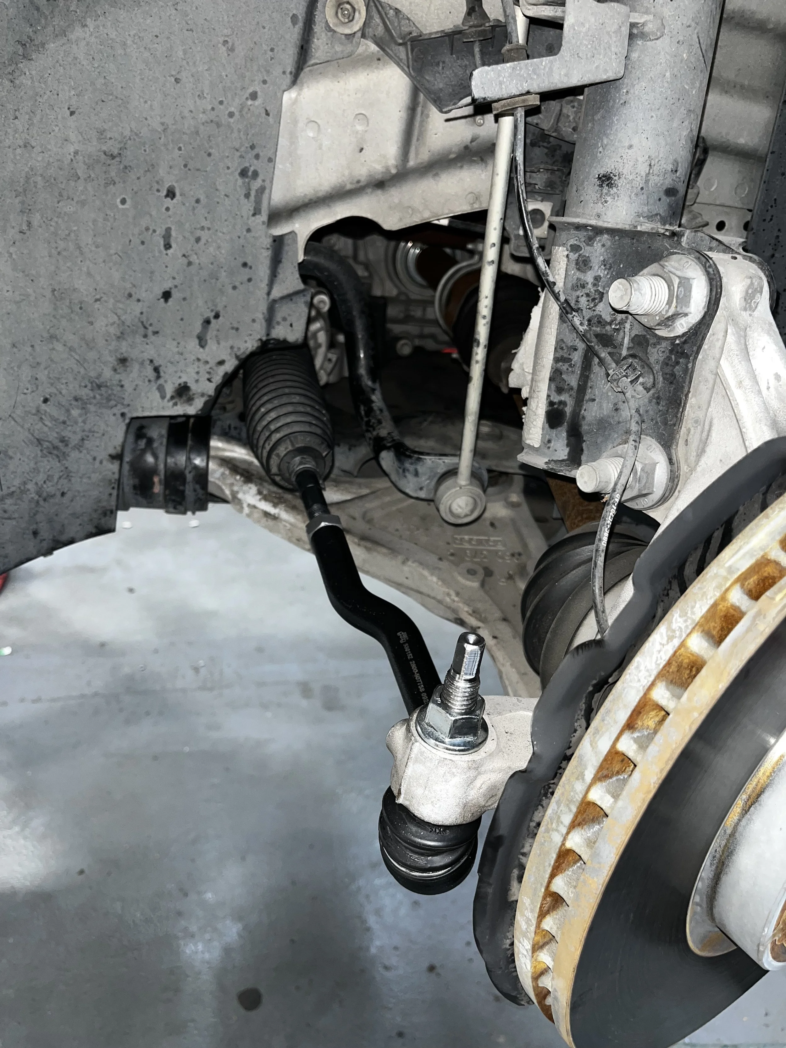 Replaced inner and outer tie rod