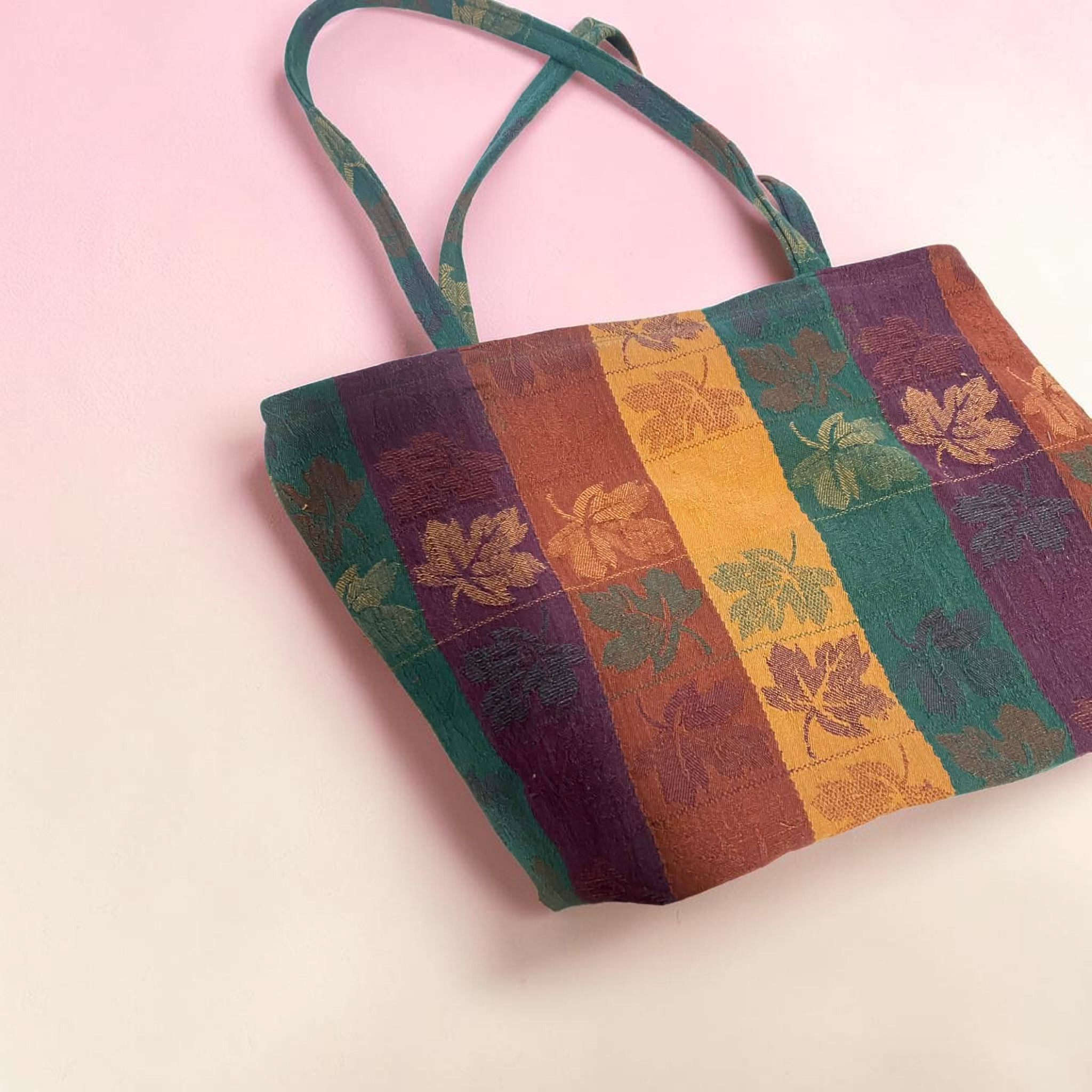 Tote bag made from a thrifted tablecloth