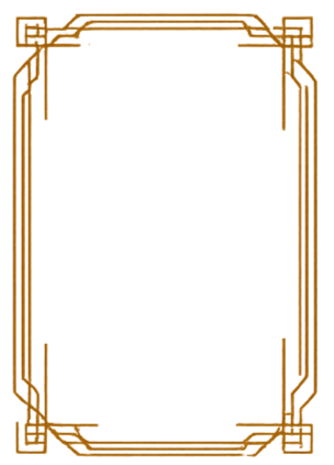 Decorative, ornate border with a vintage style, featuring gold accents and intricate detailing.