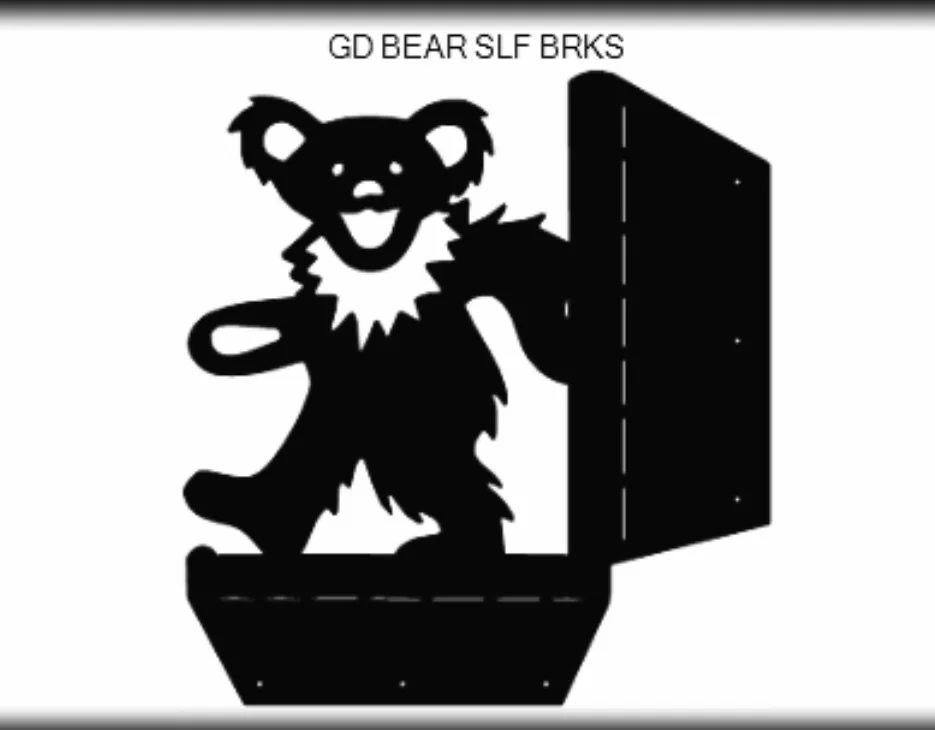 A black and white illustration of a bear standing inside a toilet with its door open, labeled 'GD BEAR SLF BRKS' at the top.