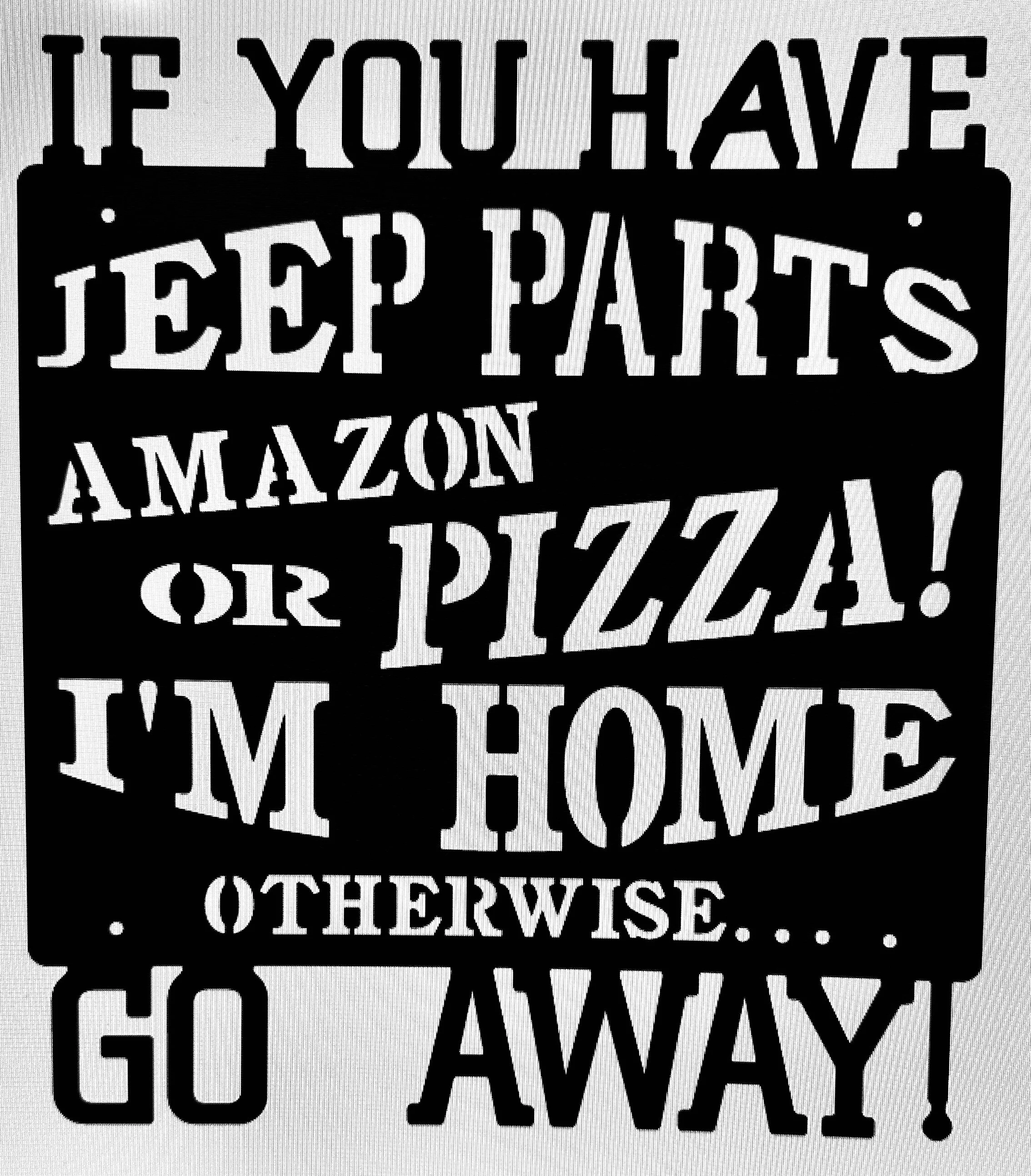 Text in black and white with a quote about having food delivered, mentioning Amazon and pizza, and suggesting to leave a tip or order more.
