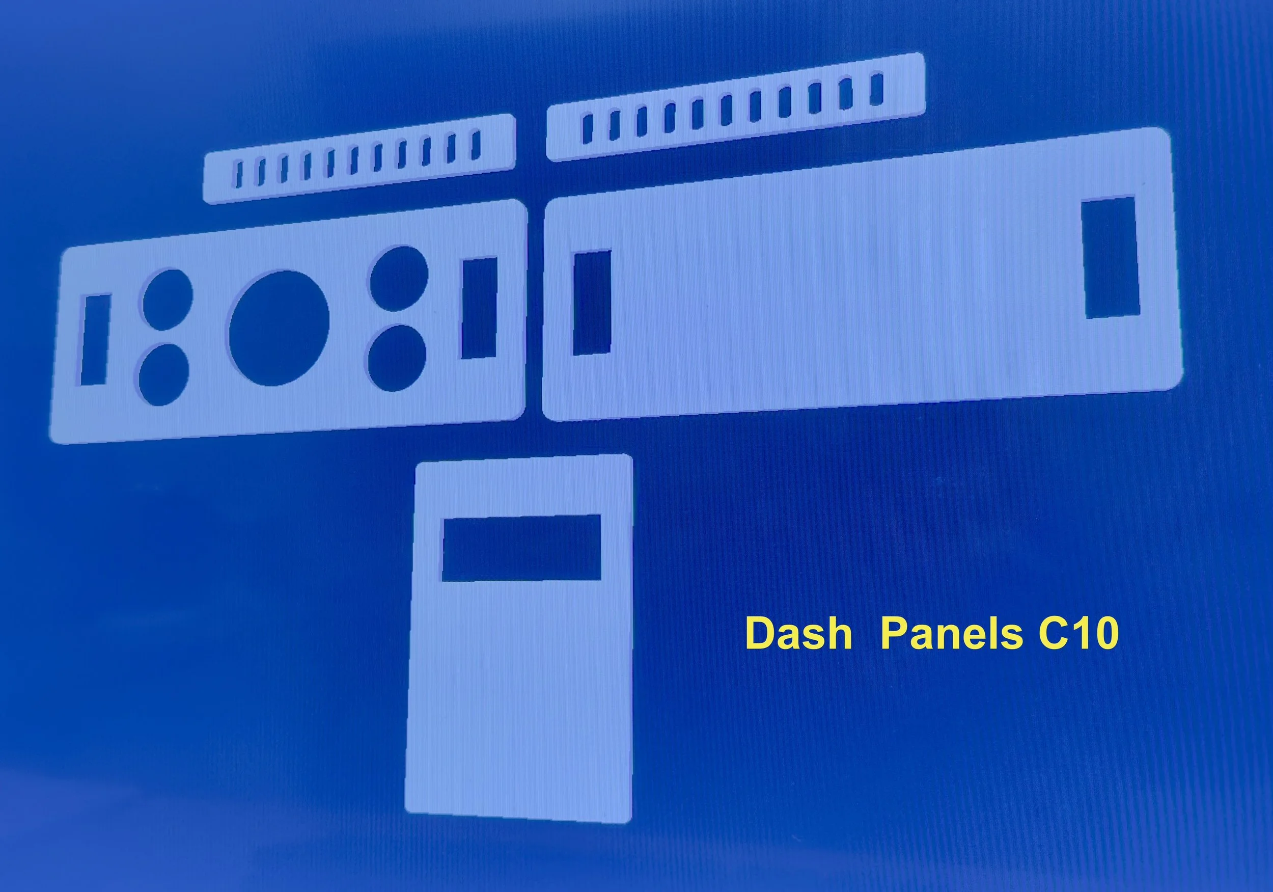 Graphic of dashboard control panels labeled 'Dash Panels C10' on blue background.