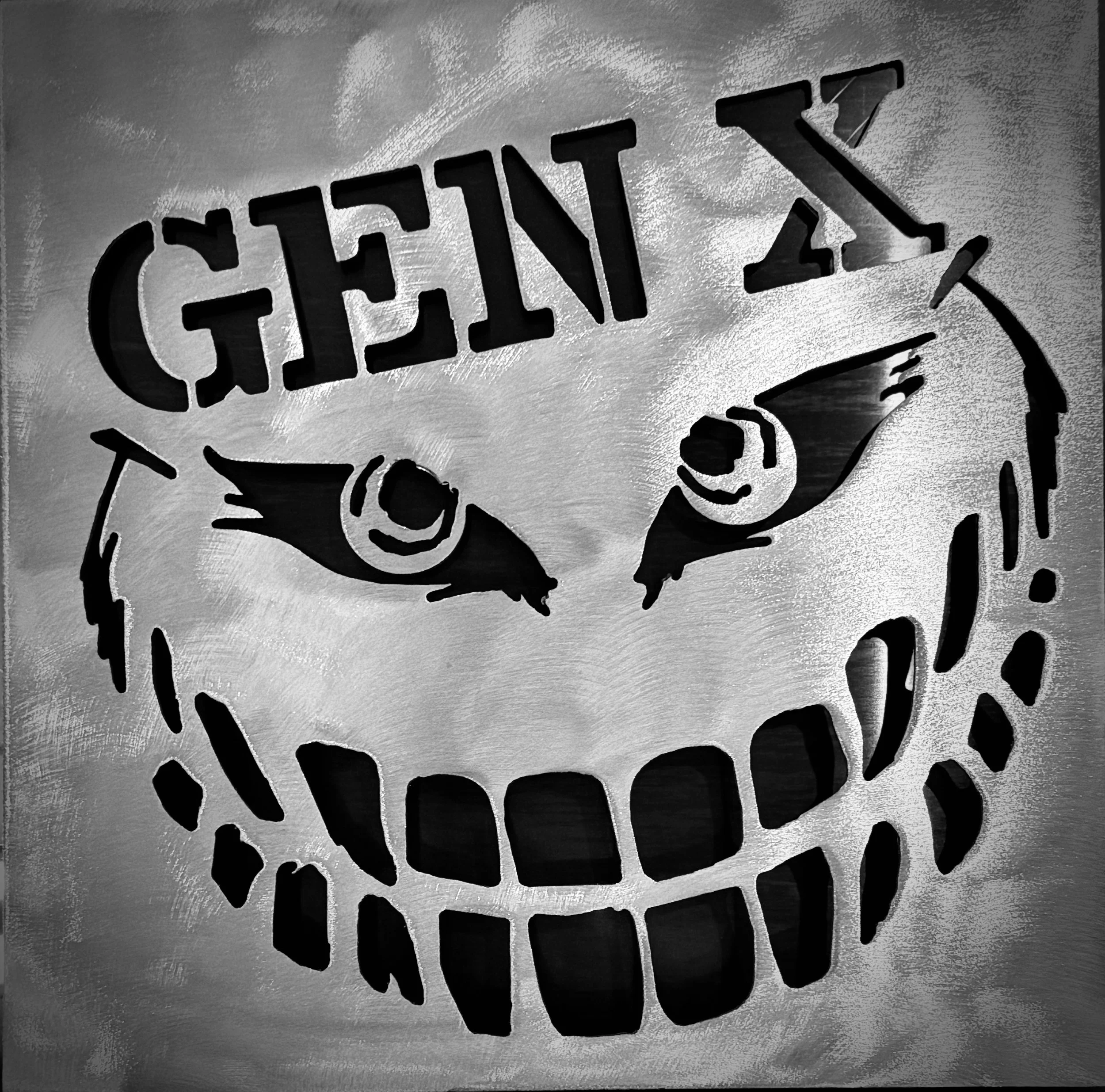 A black and white image of the word 'GENTLY' in large, bold letters with paint drips below it, against a textured background.
