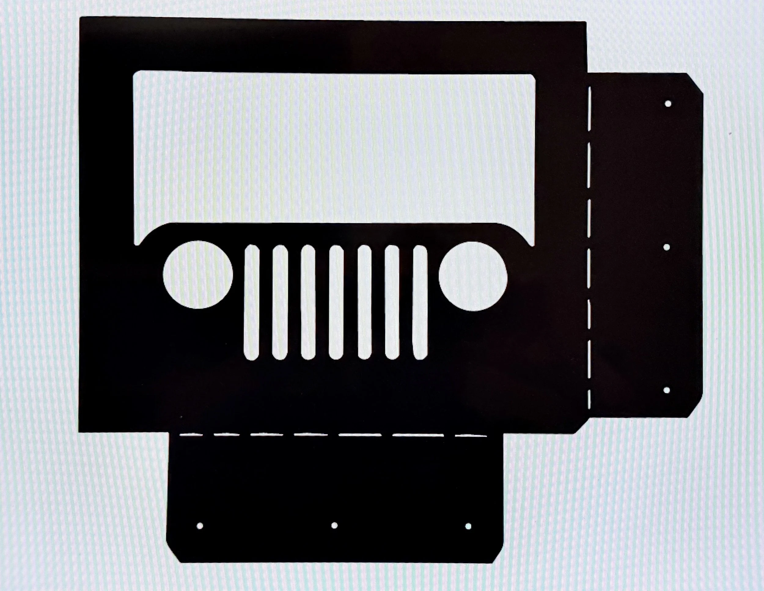 Silhouette of a microchip or electronic component with circuit lines and connecting points.
