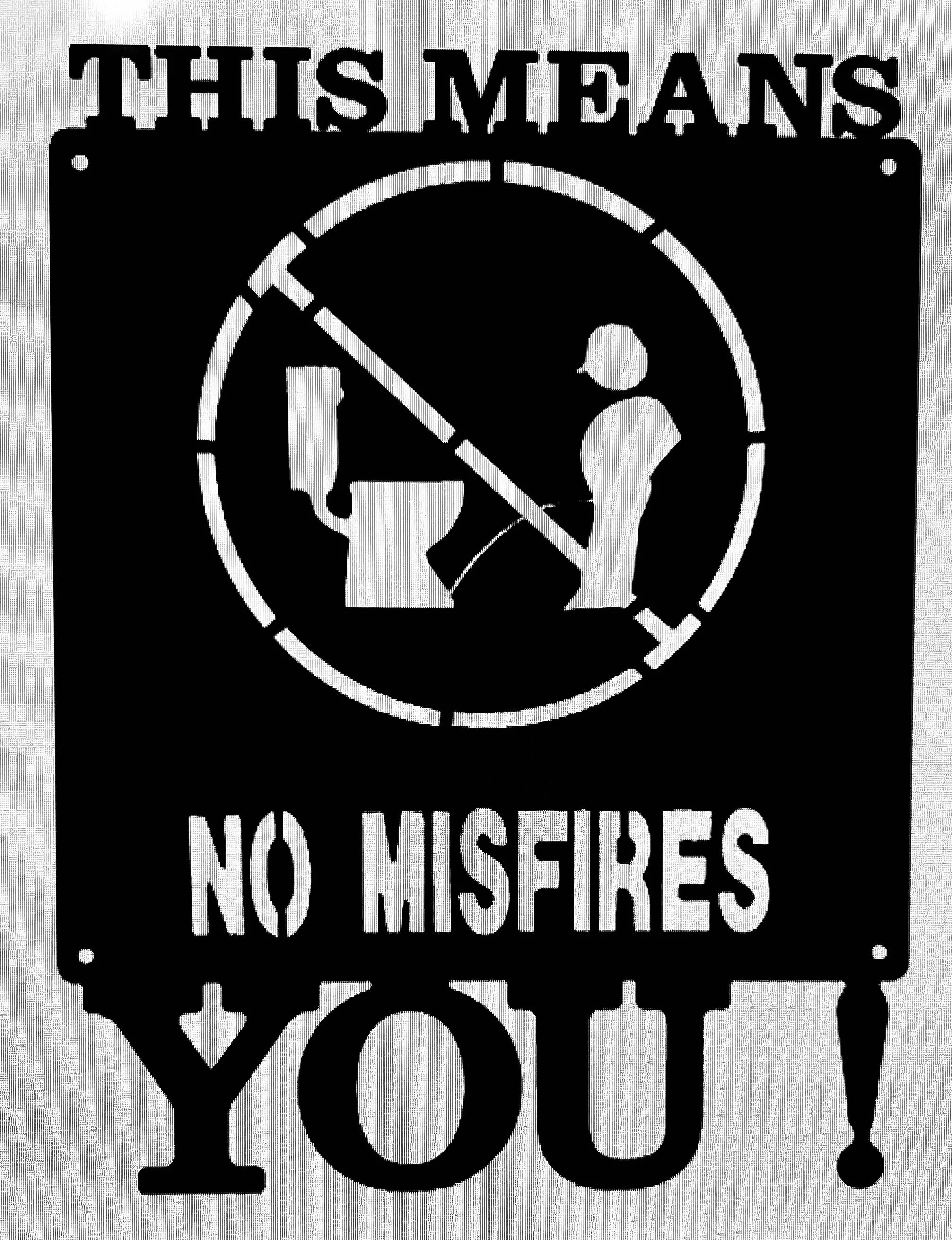 Black and white sign with bold text and a graphic, stating 'This means no uses' with a crossed-out cigarette and a person holding a cigarette.