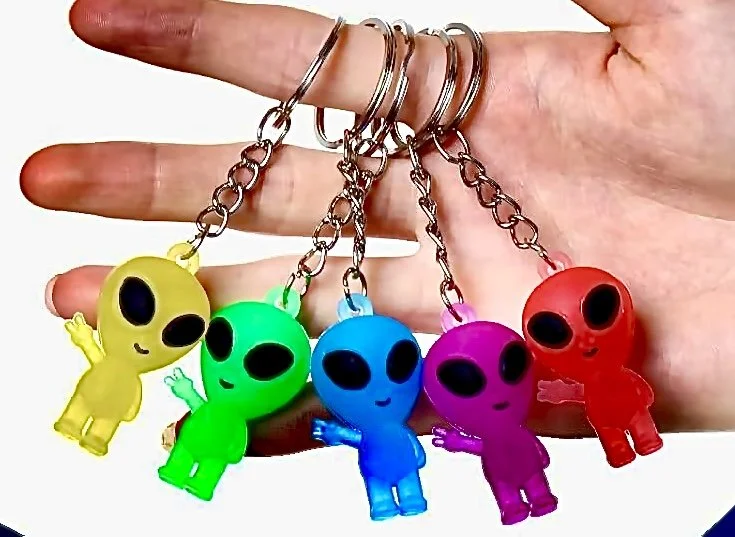 Alien KeyChains, Glows in the Dark 5 Colors