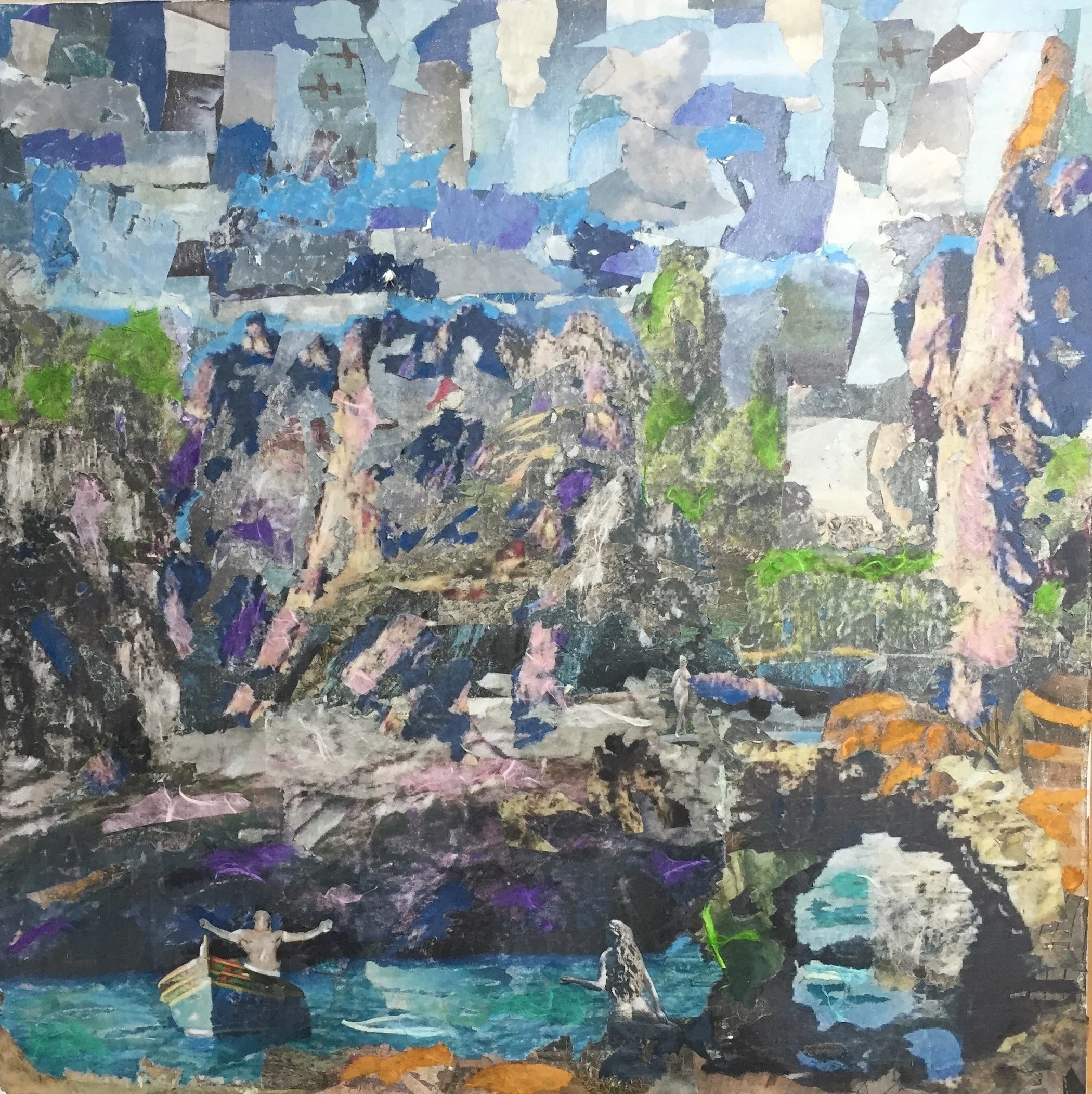 'Due Grotte', torn paper on canvas