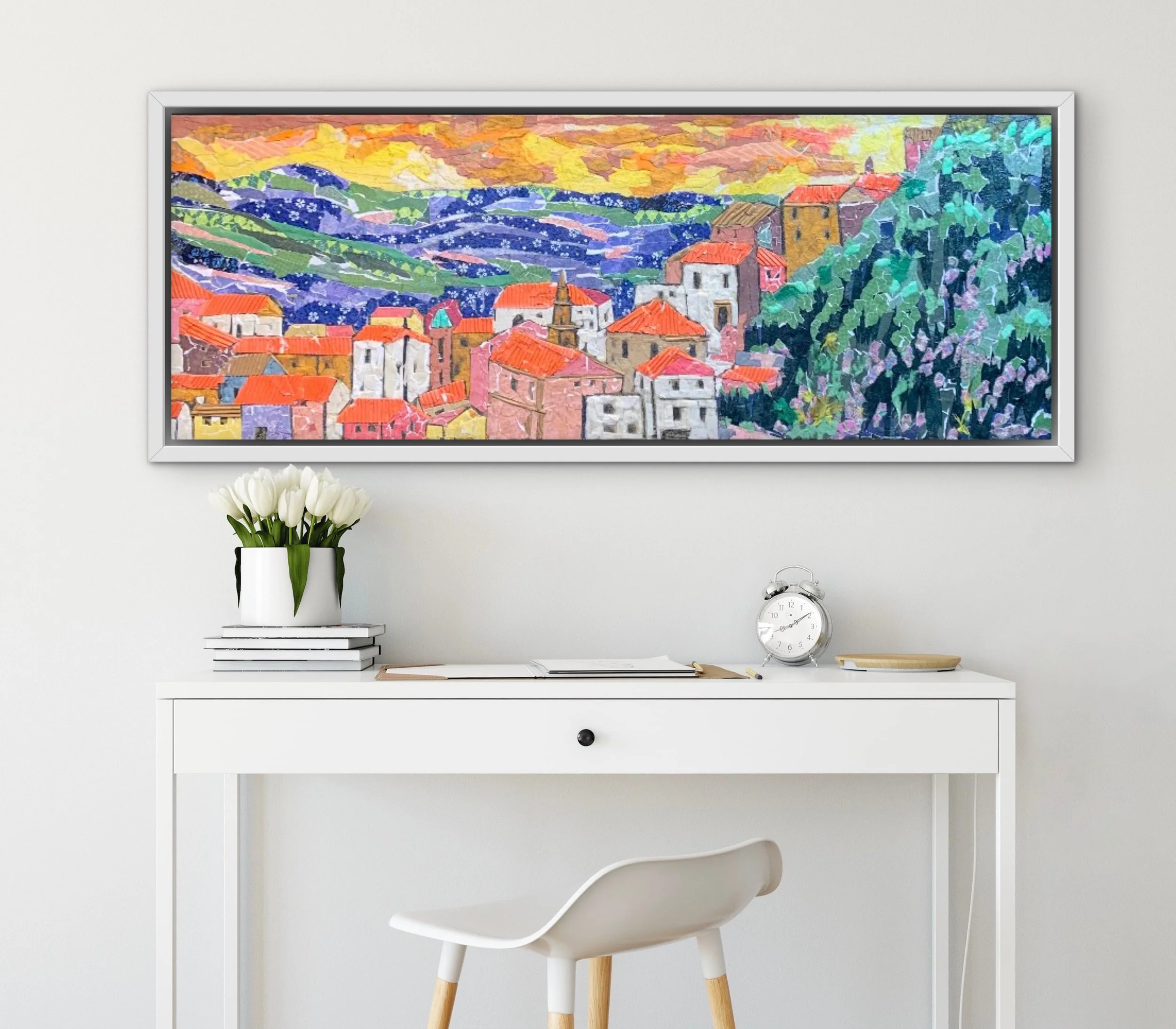 ‘Vicina Paradiso’, 12”x36” , torn paper on canvas. PRIVATE COLLECTION