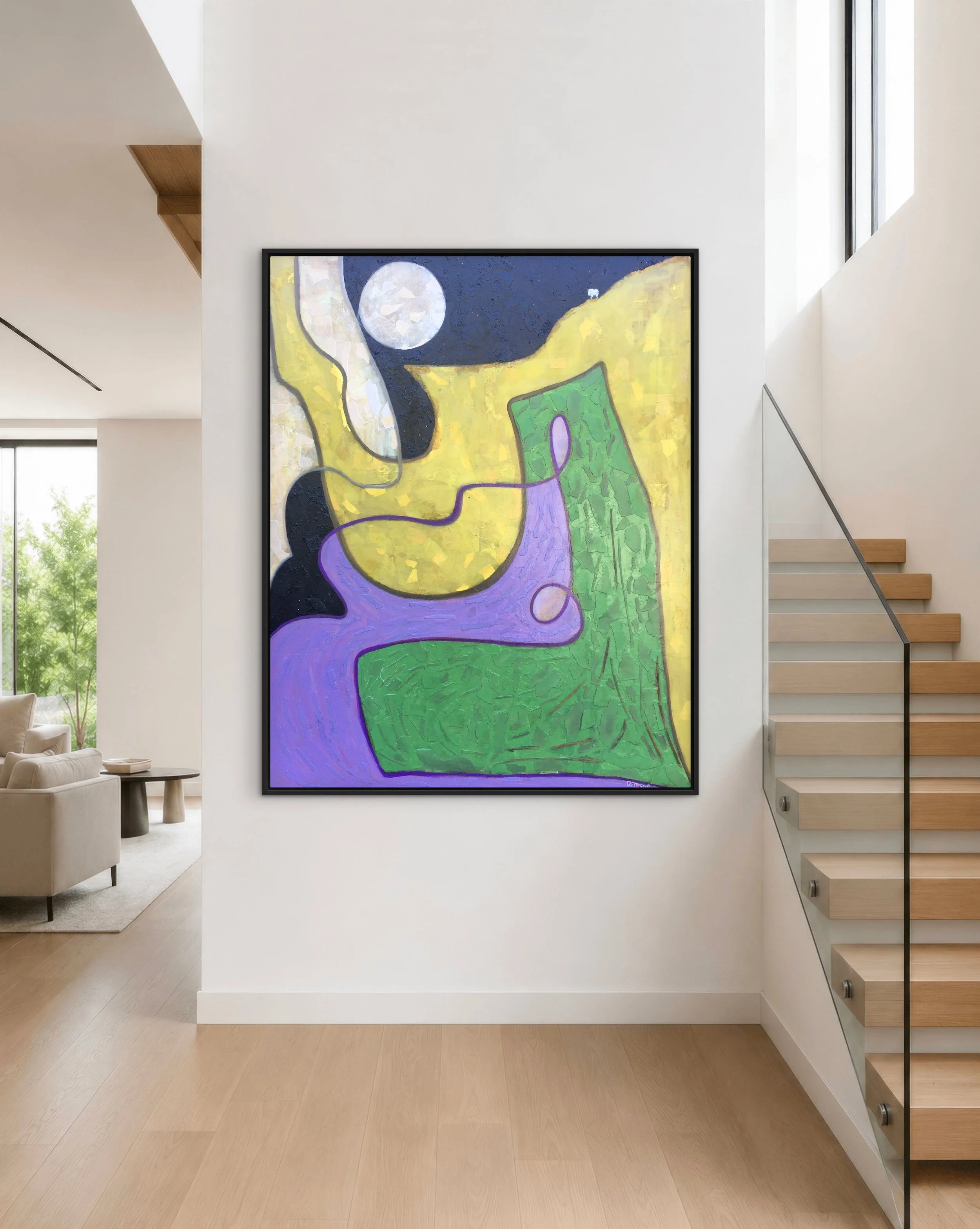 Colorado Moonlight, 48"x60", paper, oil stick and roofing tar on canvas