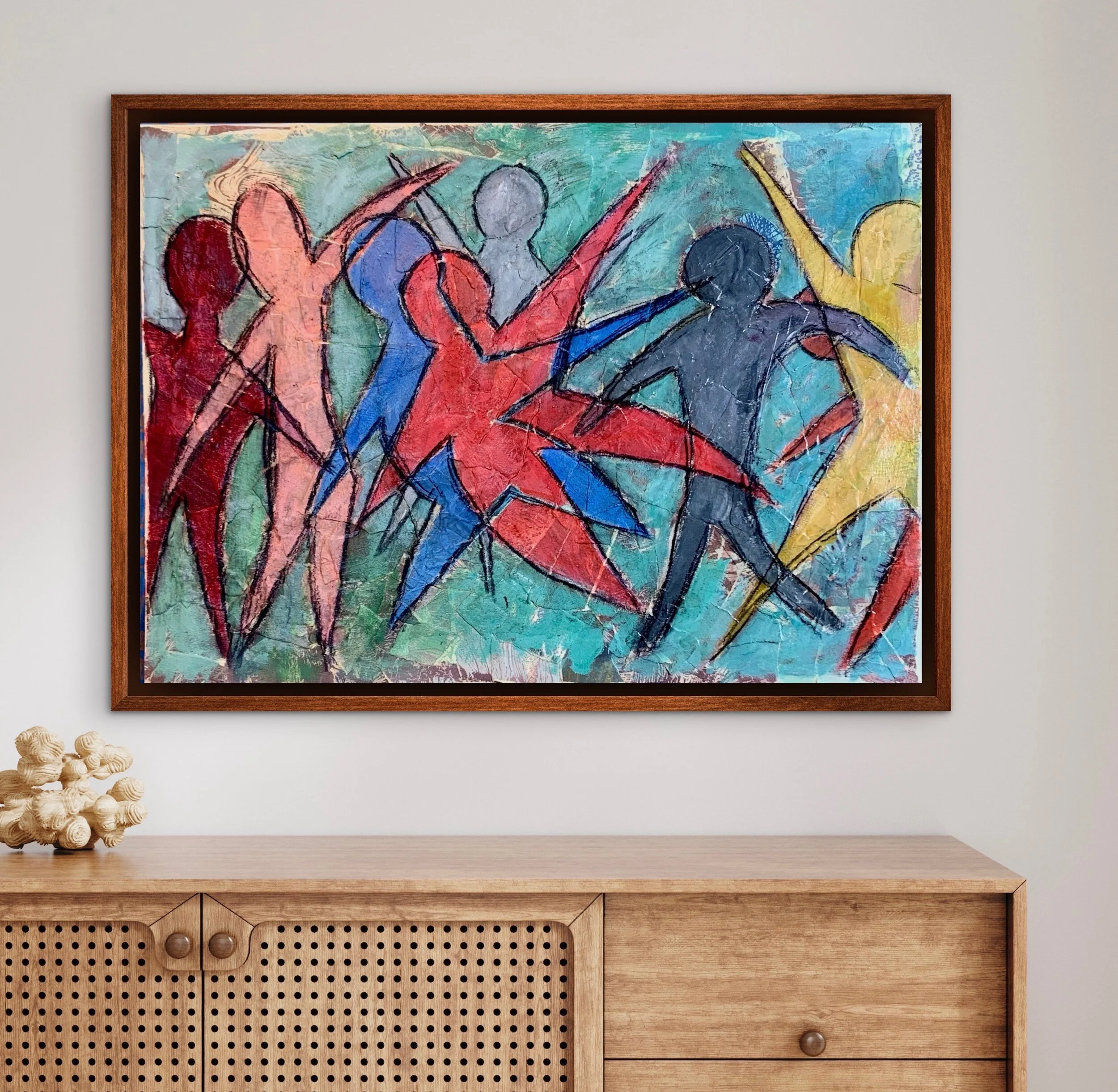 'Les Danseurs', 21"x29", torn paper, oil stick and charcoal on paper