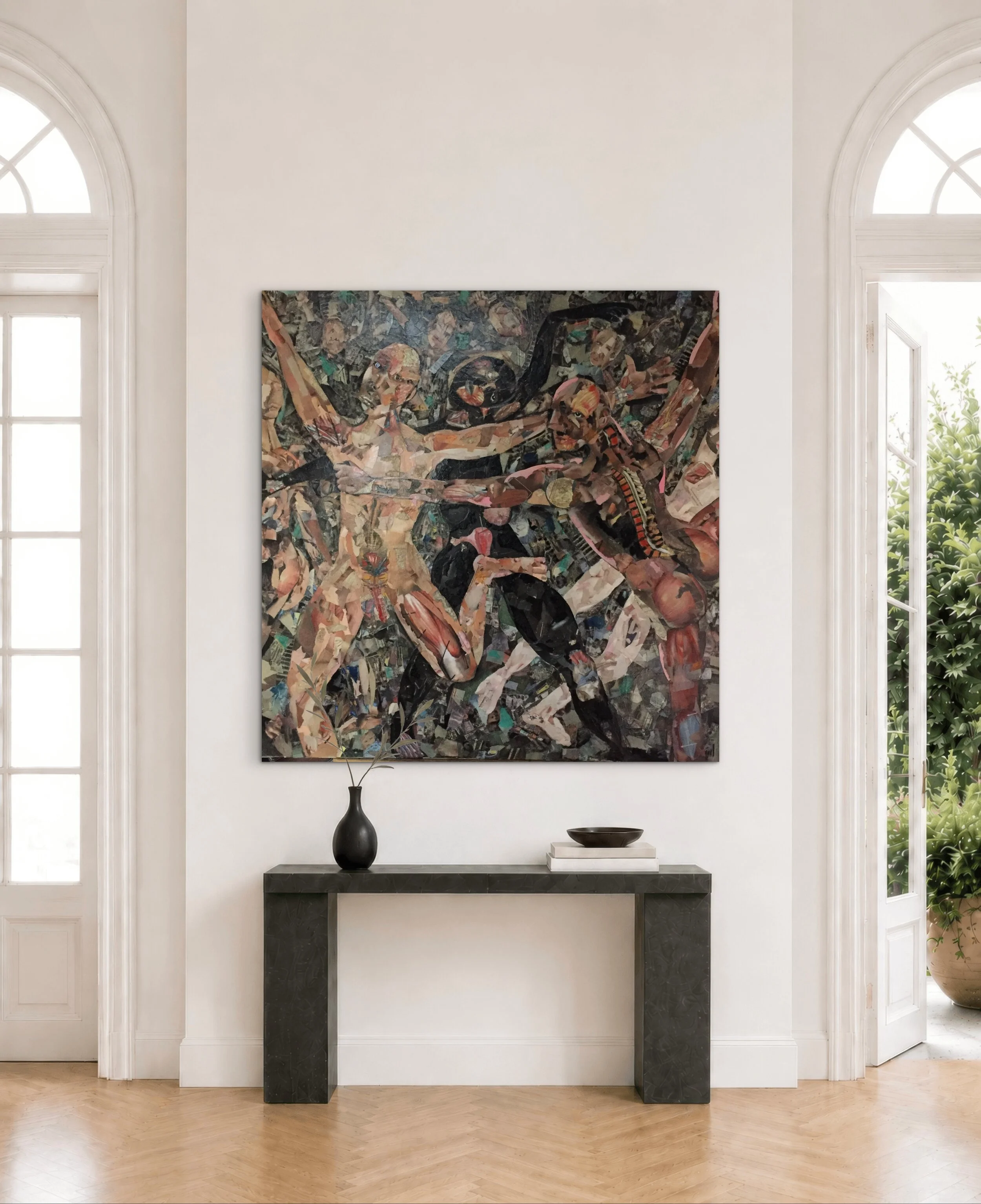 'Anatomy/Dance Class,101', 36"x48", torn paper on canvas