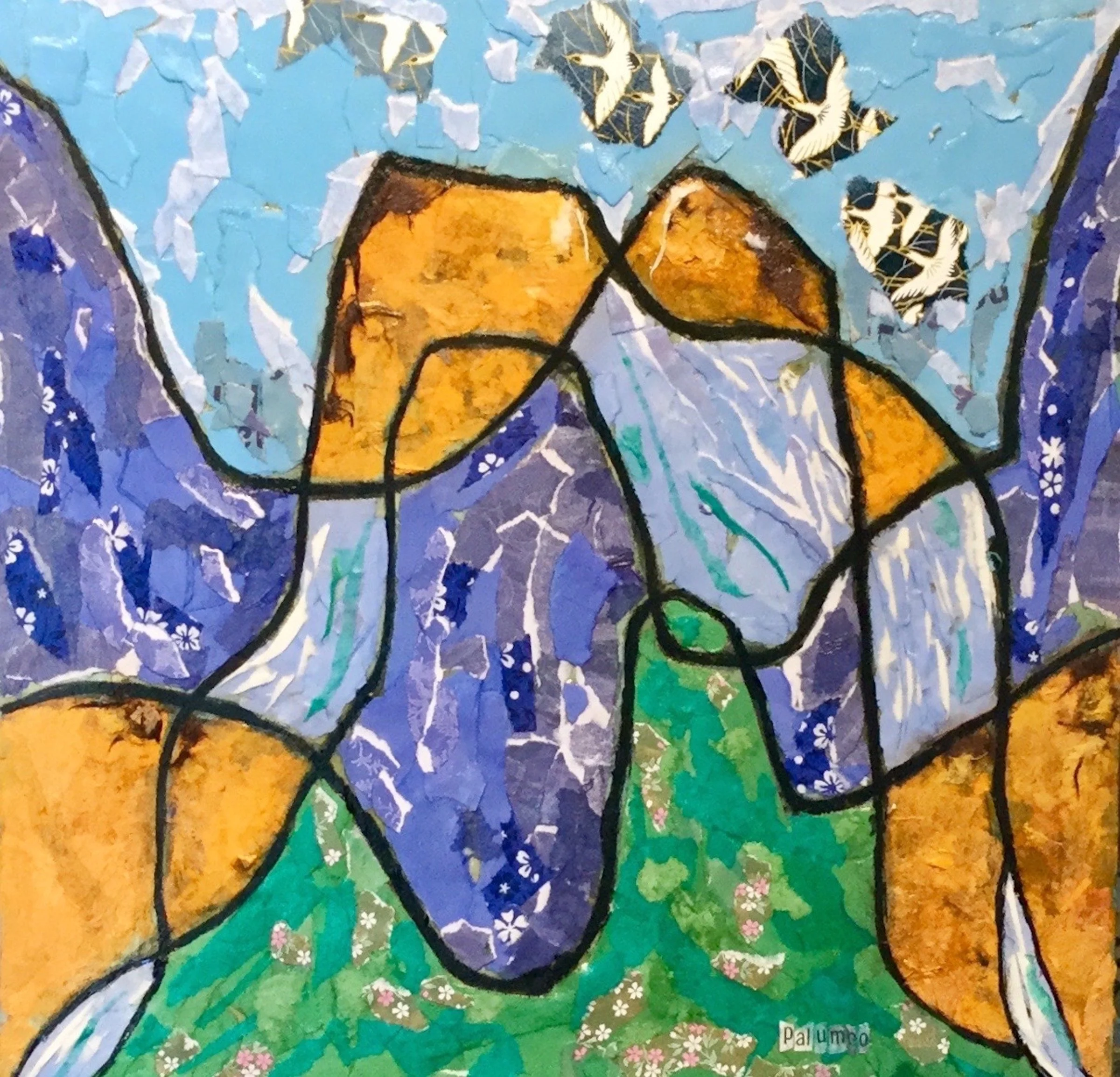 Glens Falls, NY   12"x12", torn paper on board