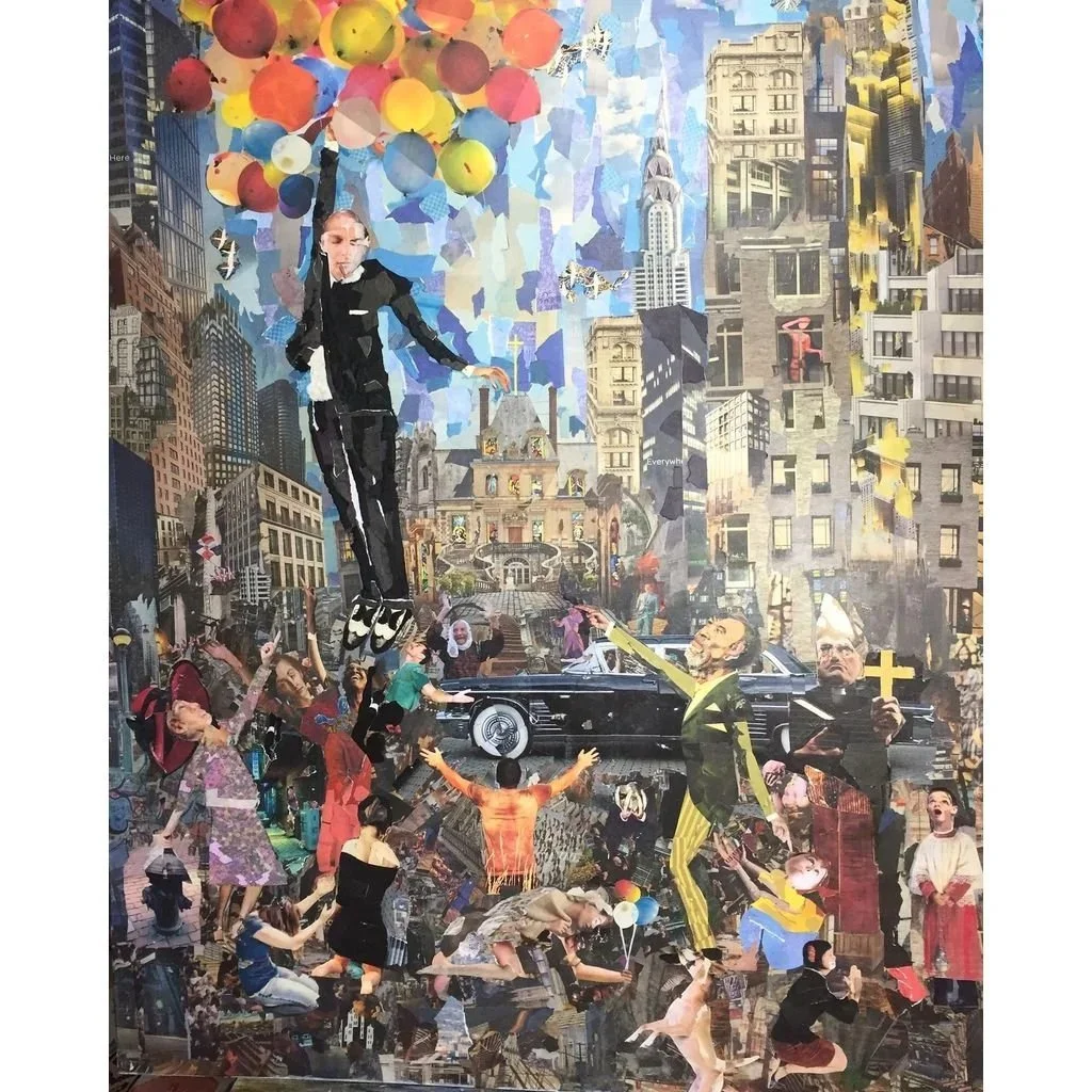 'Ascension', 48"x60", torn paper on canvas