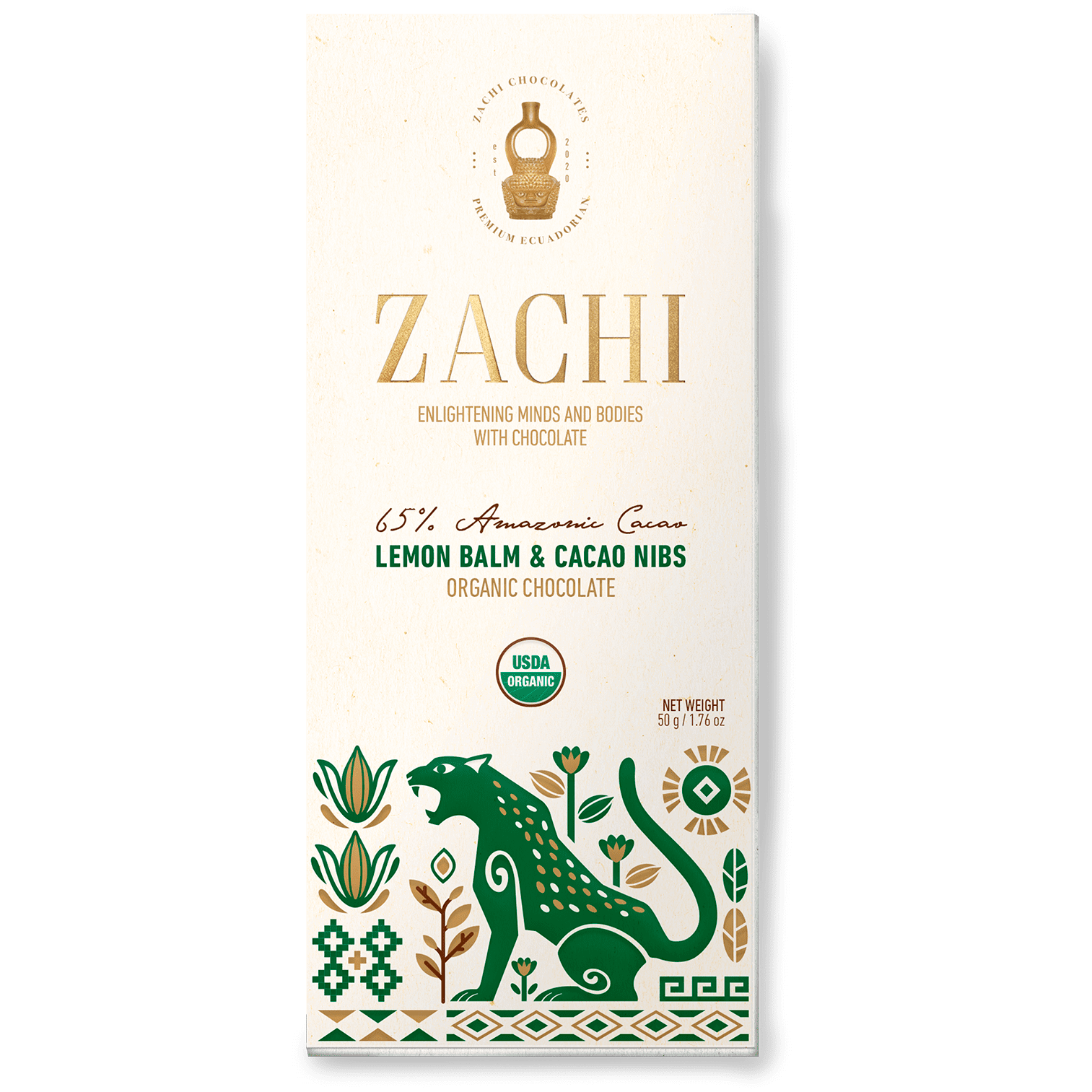 65% Amazonic Cacao Bar with Lemon Balm & Cacao Nibs